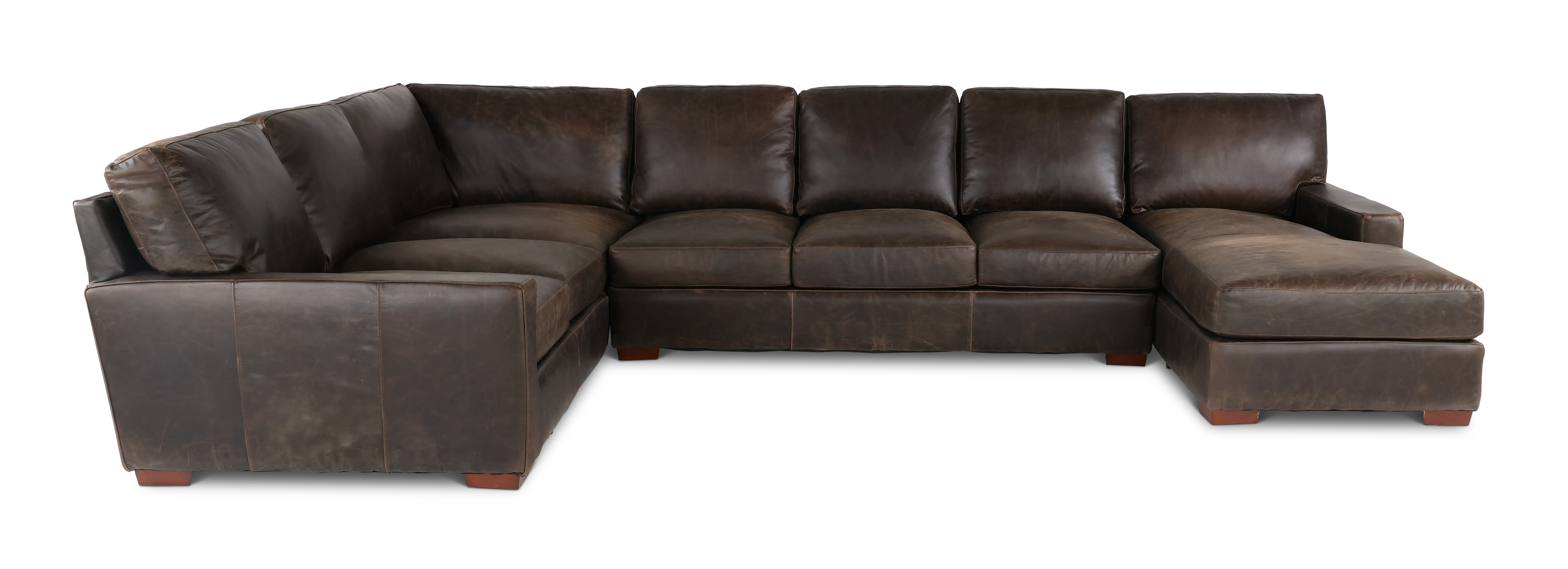 Mayfair Java Brown Leather 4 Piece Sectional-1
