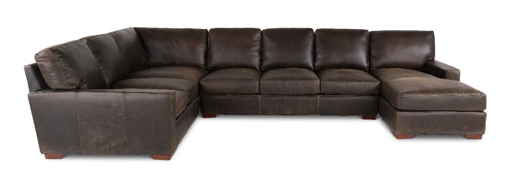 Mayfair Java Brown Leather 4 Piece Sectional