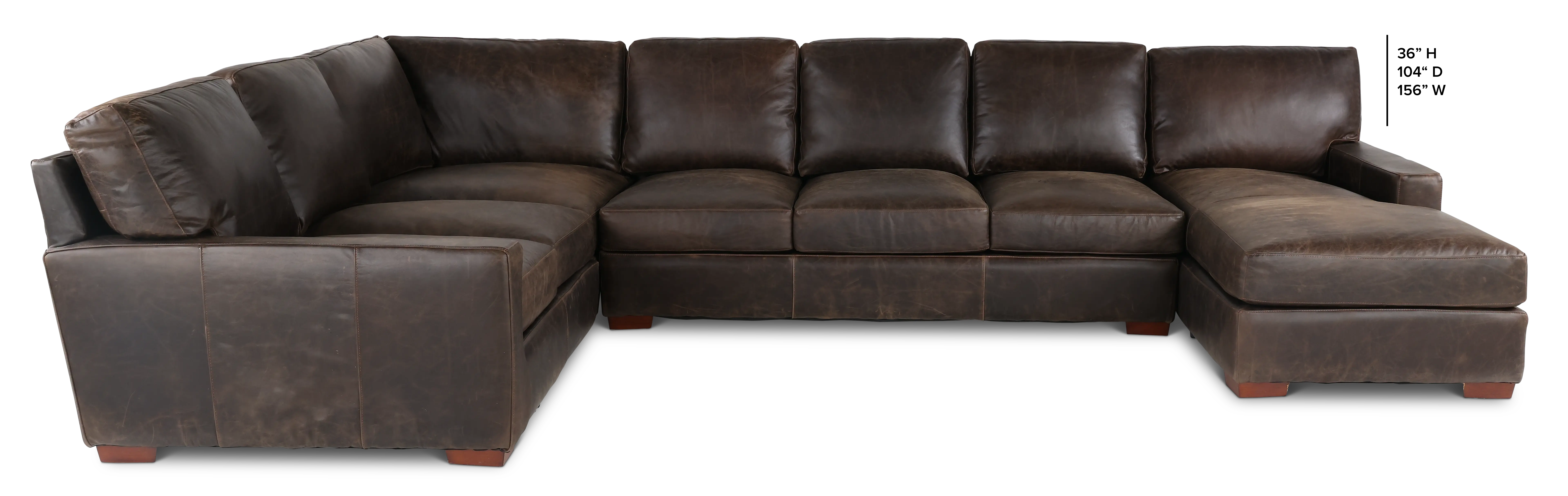 Mayfair Java Brown Leather 4 Piece Sectional-3