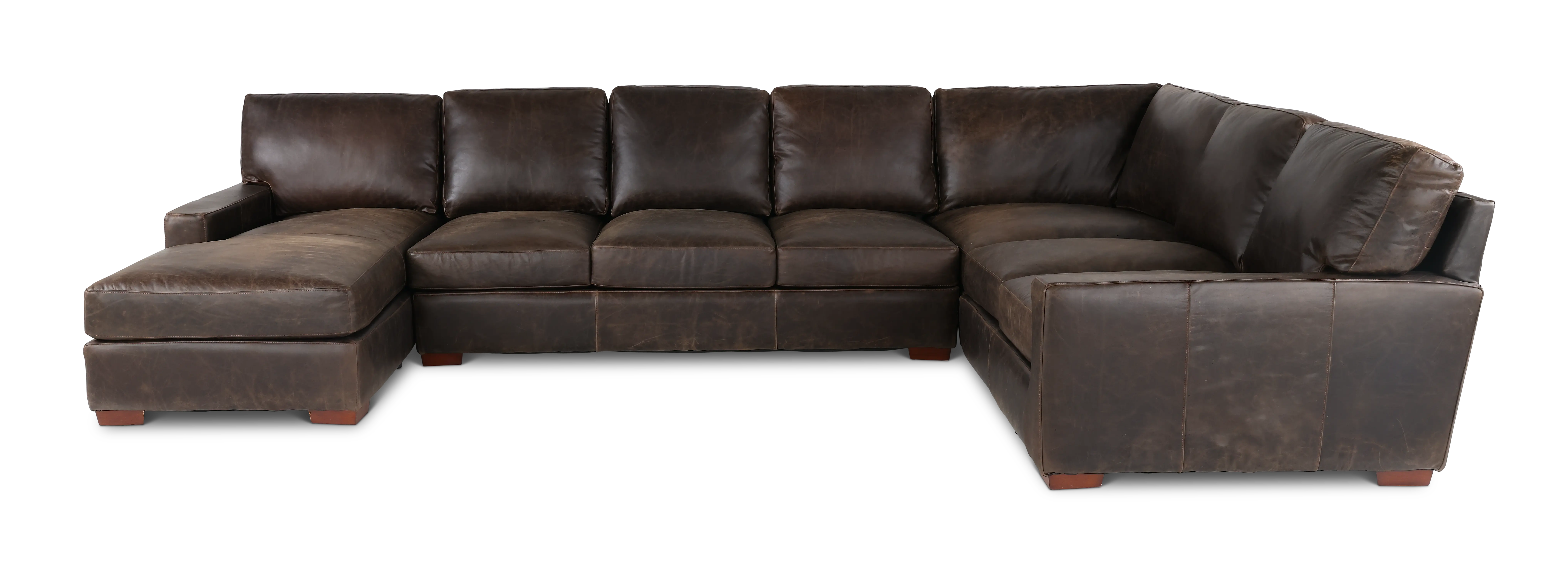 Mayfair Java Brown Leather 4 Piece Sectional-1