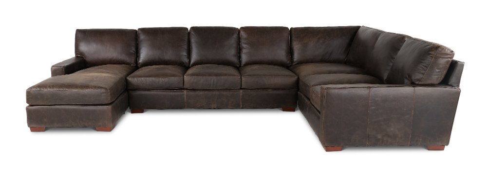 Mayfair Java Brown Leather 4 Piece Sectional