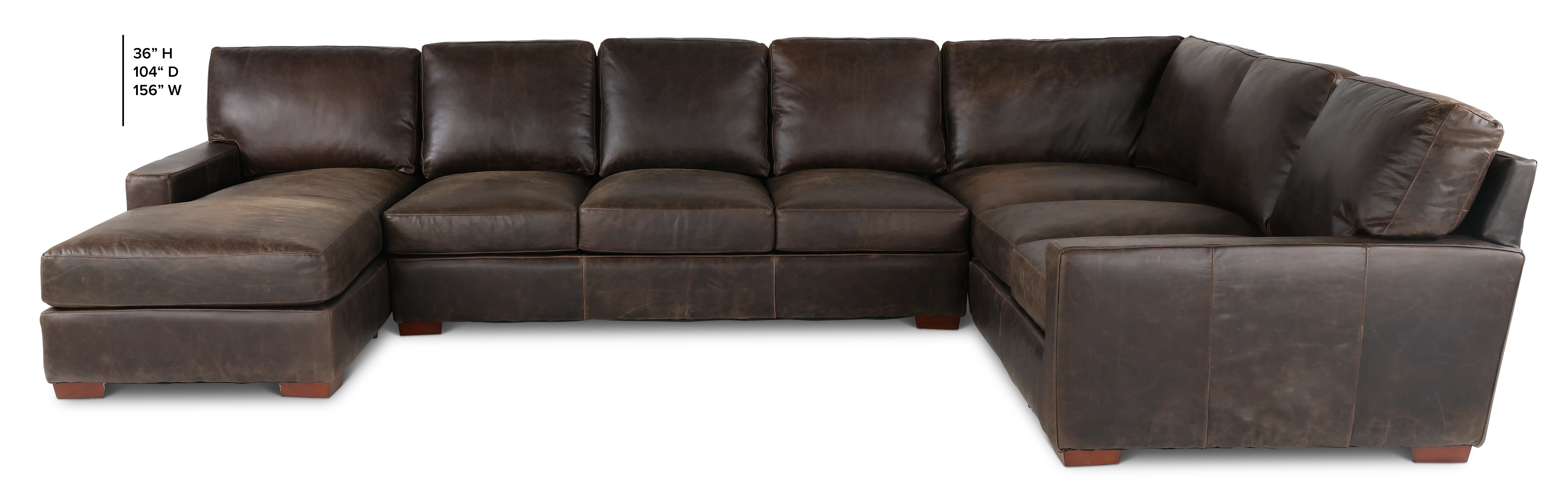 Mayfair Java Brown Leather 4 Piece Sectional-3