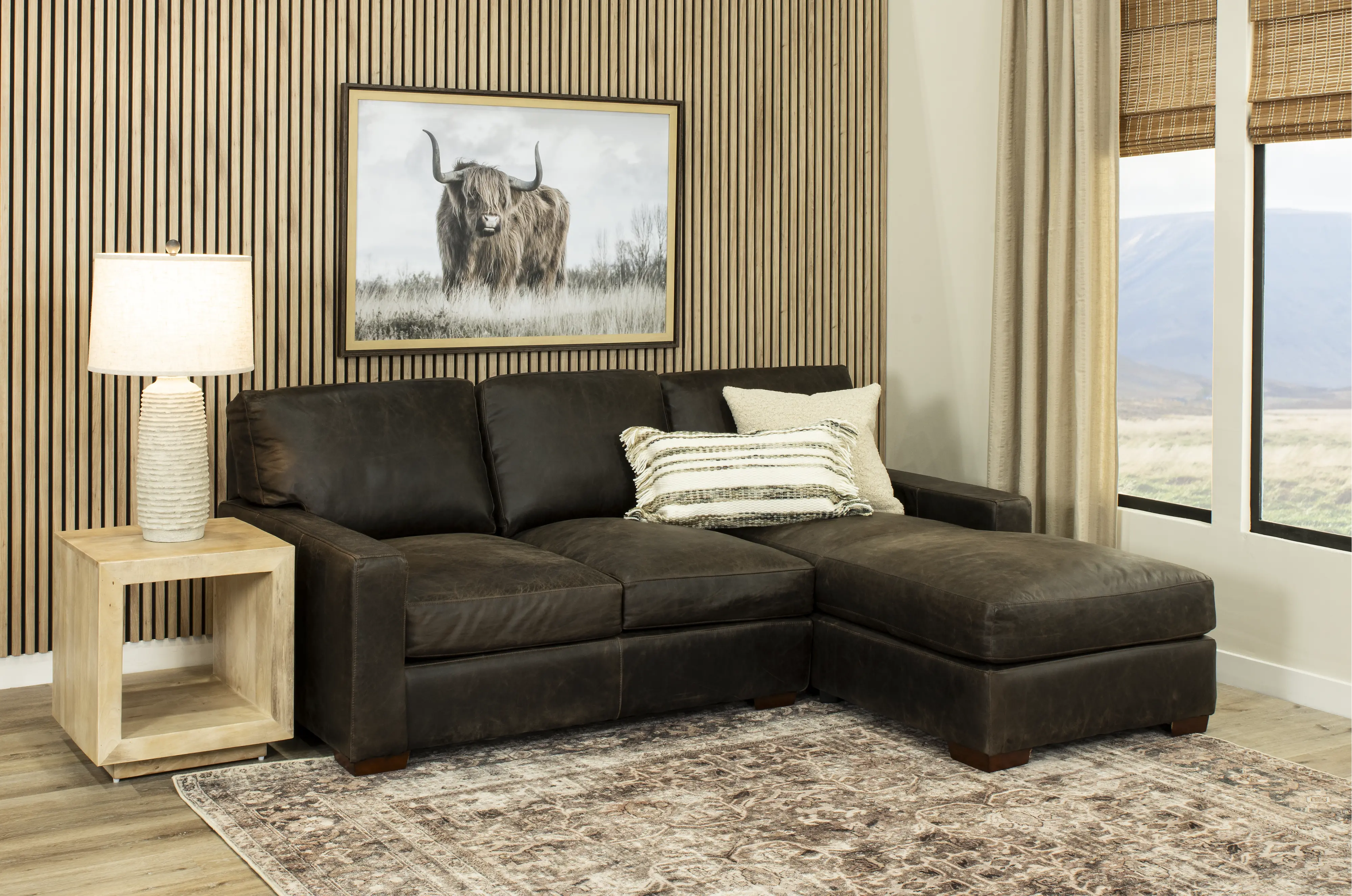 Mayfair Java Brown Leather 2 Piece Sectional-2