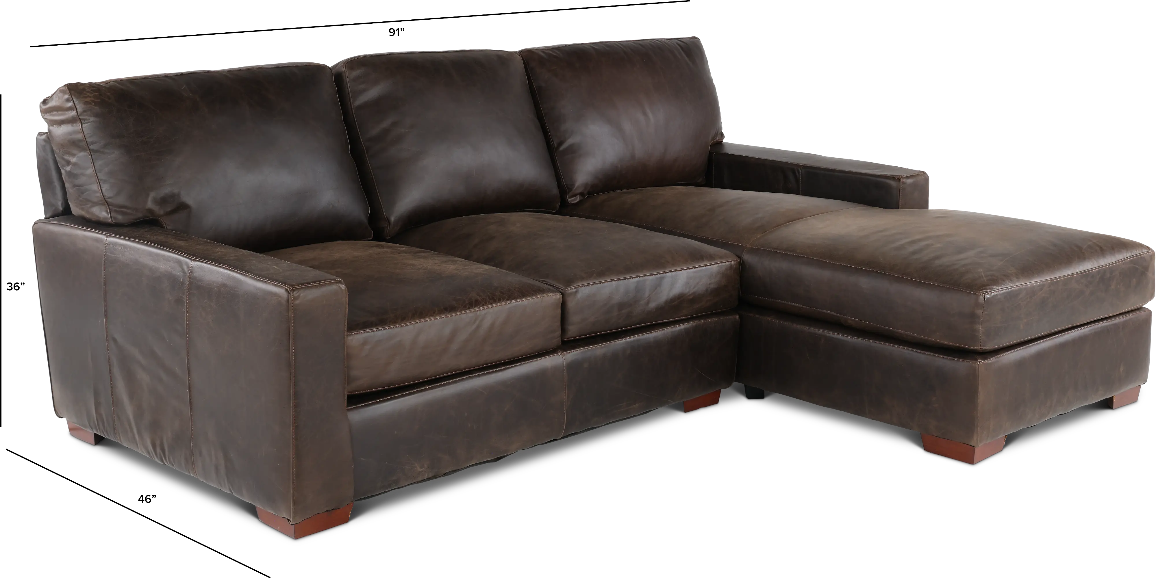 Mayfair Java Brown Leather 2 Piece Sectional-3