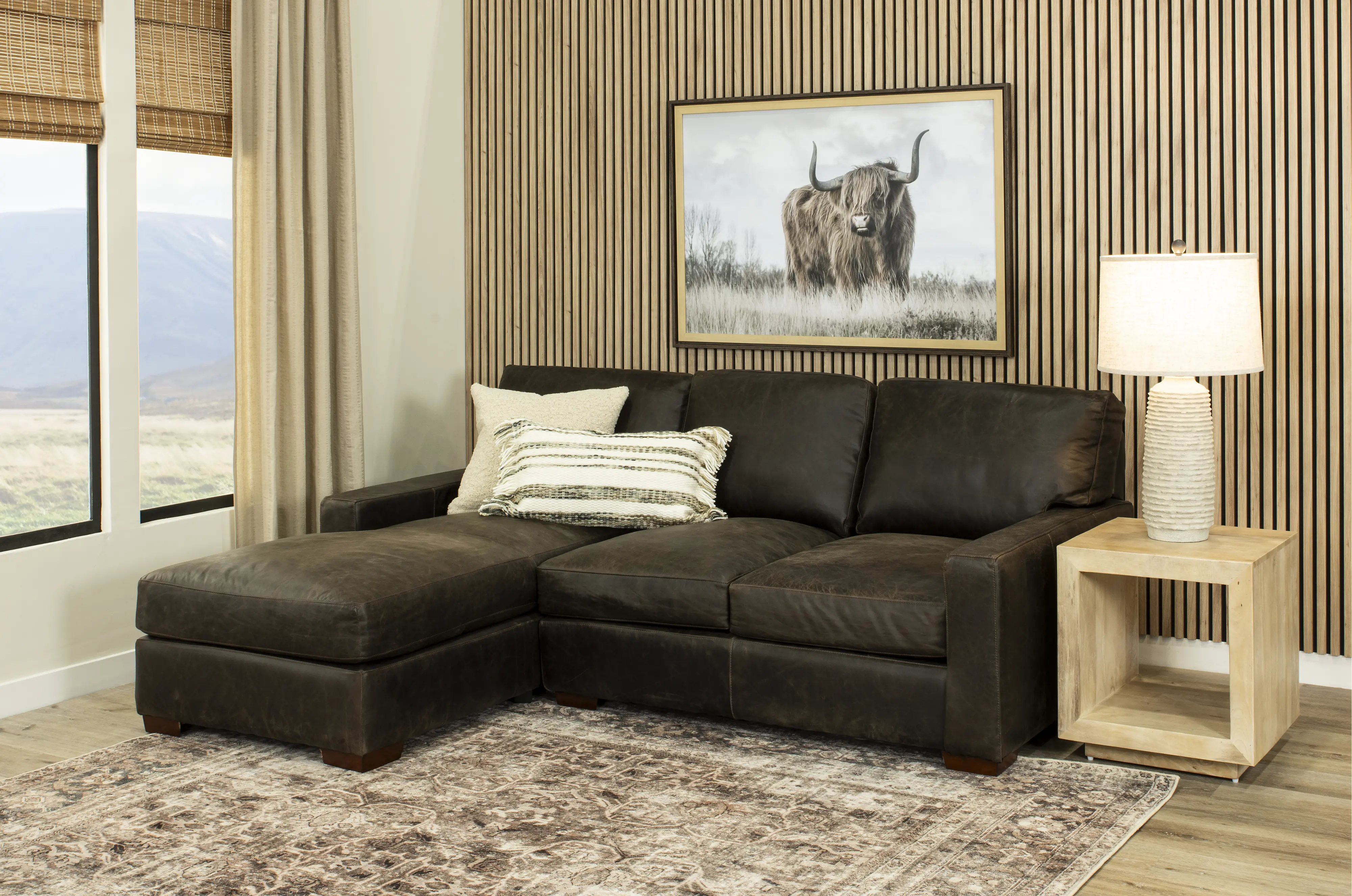 Mayfair Java Brown Leather 2 Piece Sectional-2