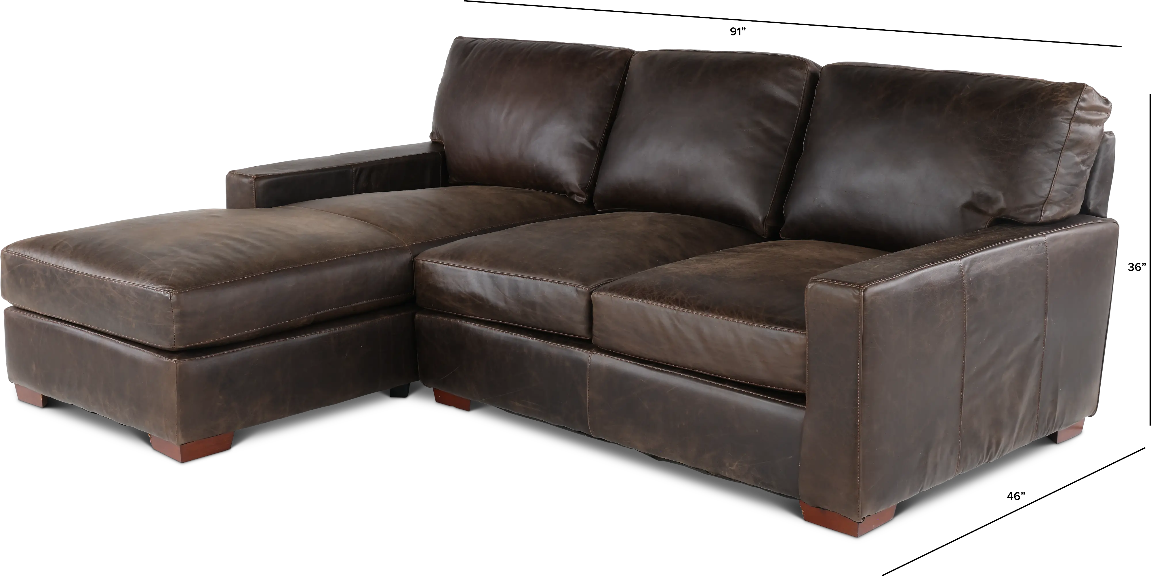 Mayfair Java Brown Leather 2 Piece Sectional-3