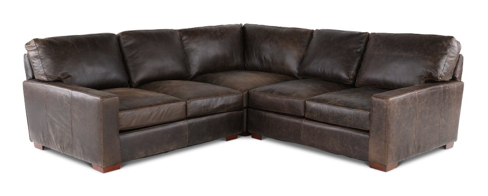 Mayfair Java Brown Leather 3 Piece Sectional