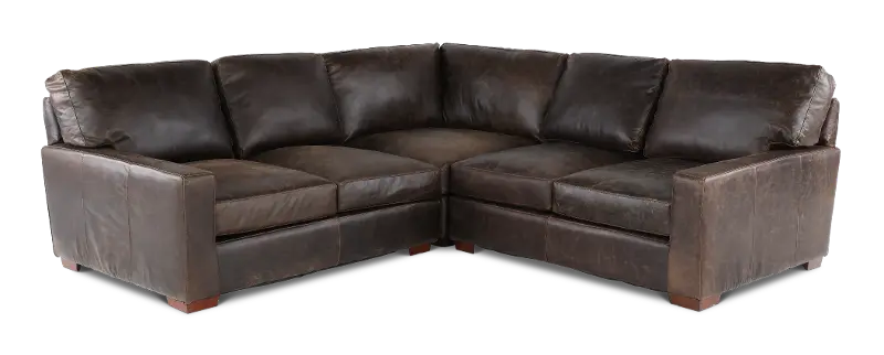 Mayfair Java Brown Leather 3 Piece Sectional