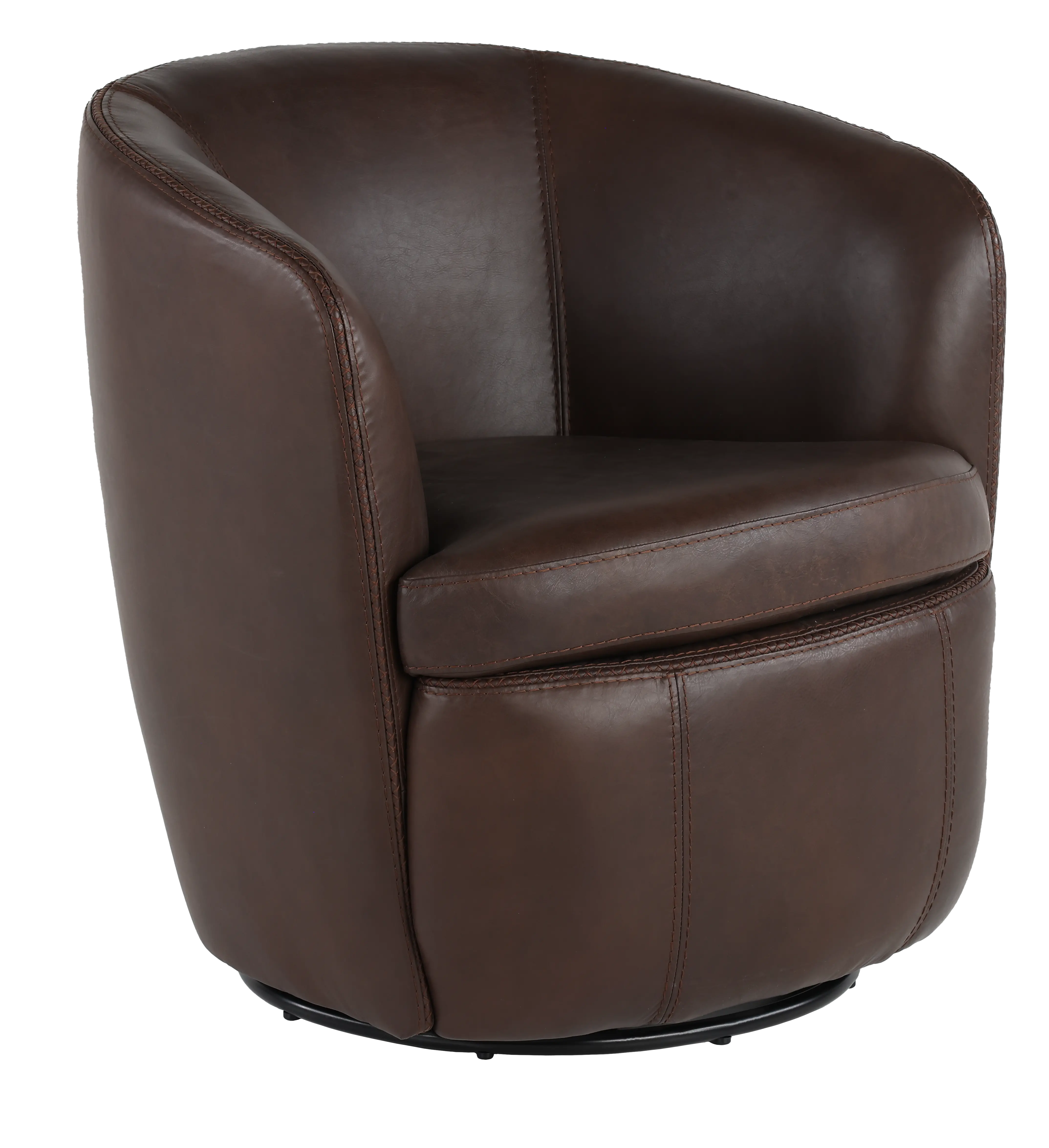 Barolo Dark Brown Leather Swivel Club Chair-1