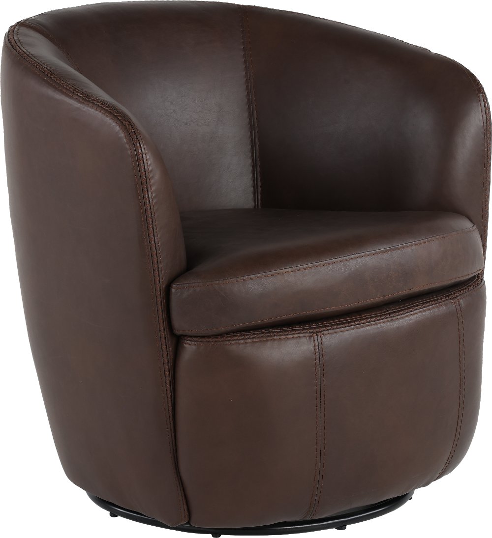 Barolo Dark Brown Leather Swivel Club Chair