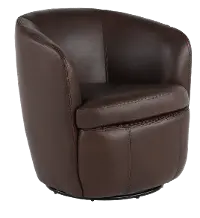 Barolo Dark Brown Leather Swivel Club Chair