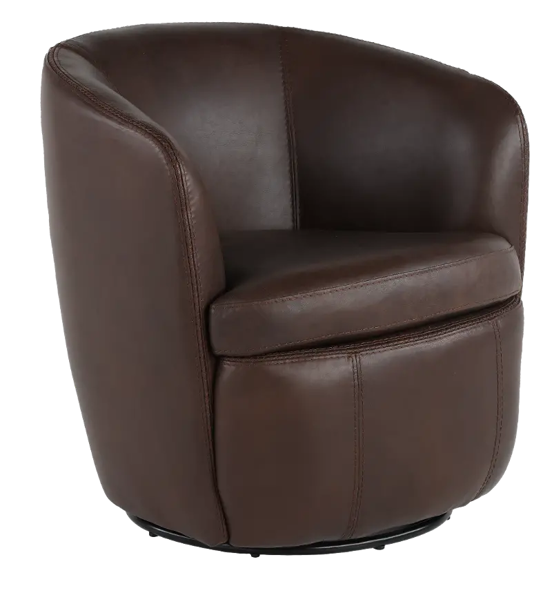 Barolo Dark Brown Leather Swivel Club Chair