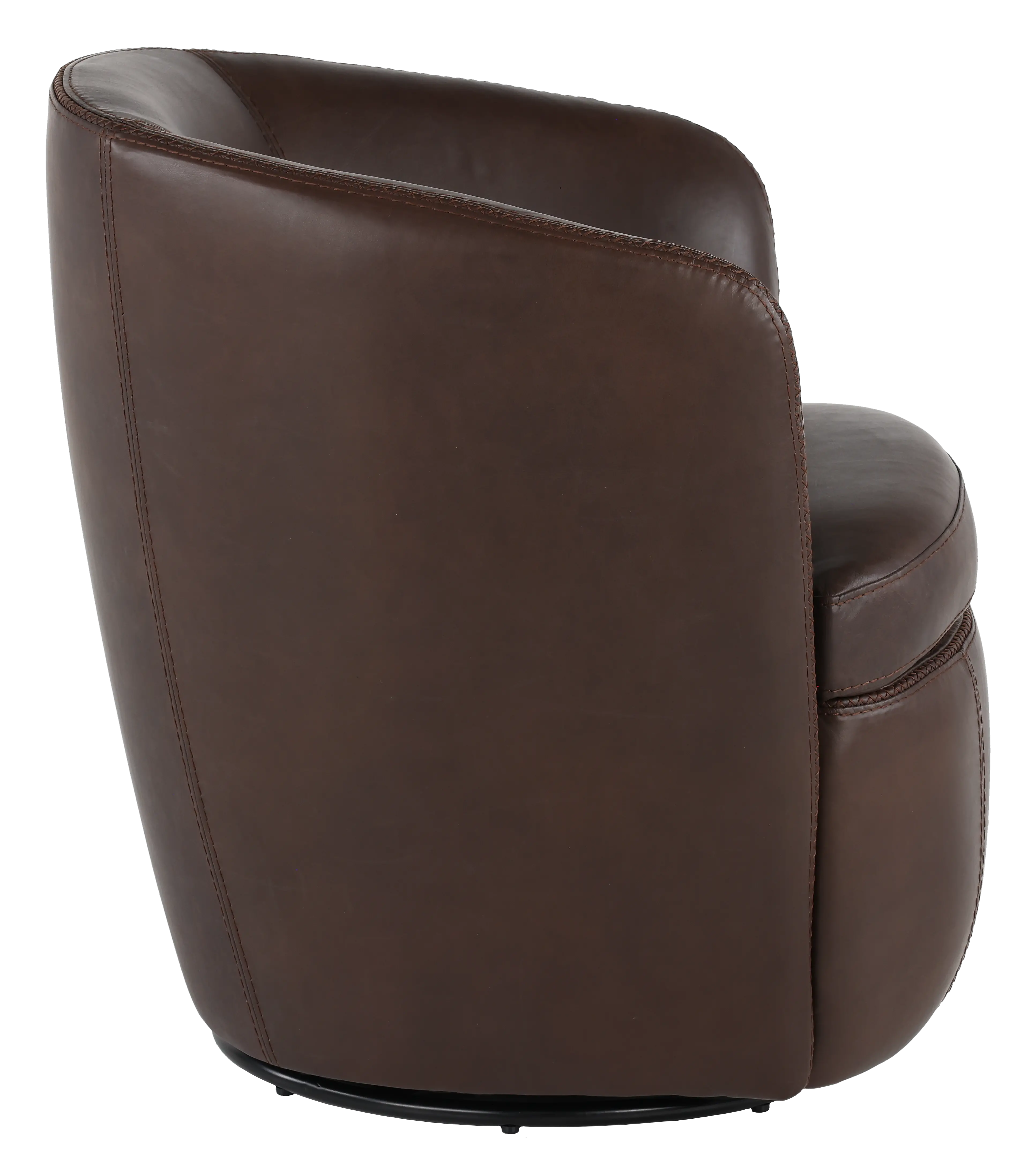 Barolo Dark Brown Leather Swivel Club Chair-5