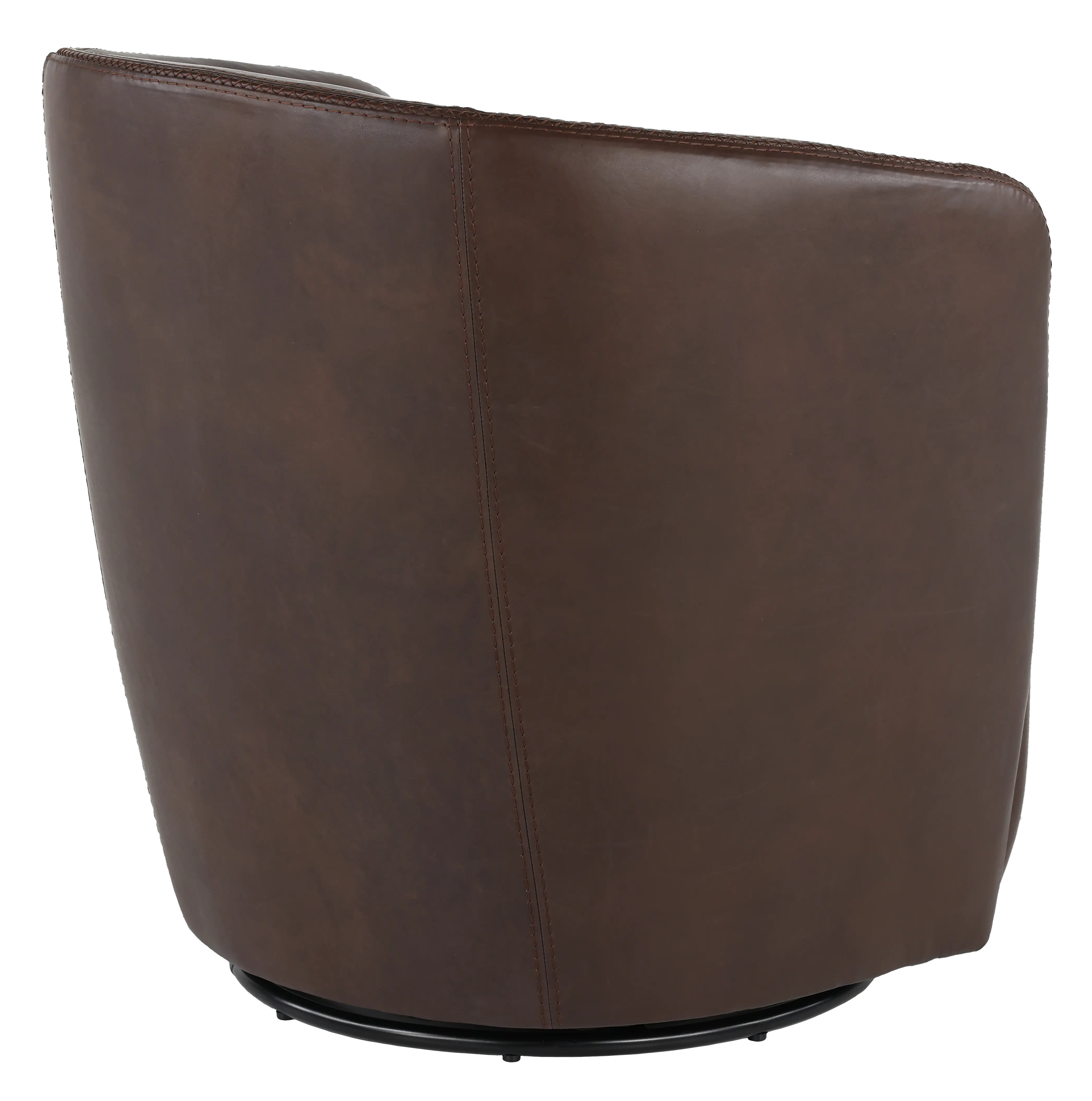 Barolo Dark Brown Leather Swivel Club Chair-6