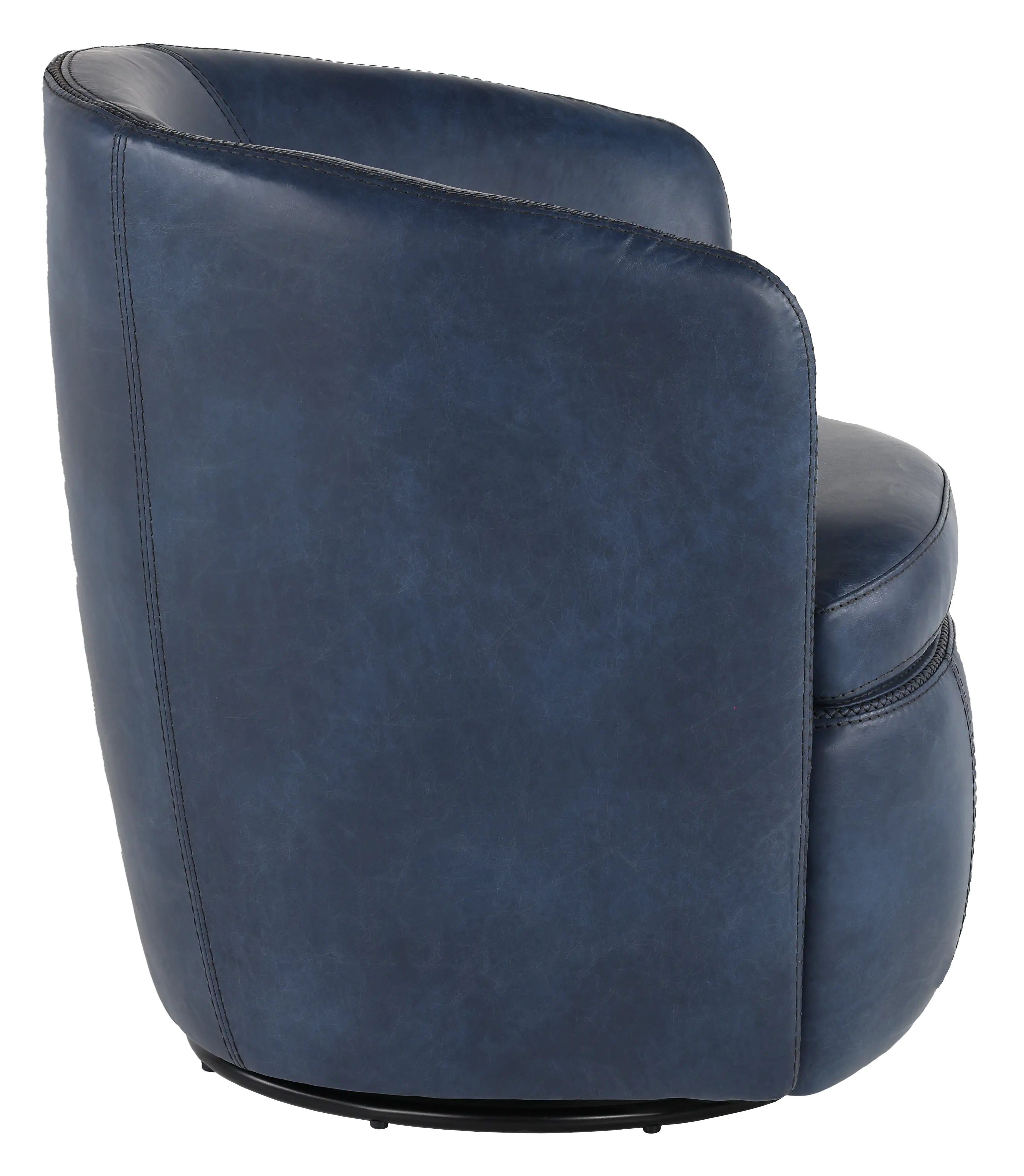 Barolo Navy Blue Leather Swivel Club Chair-5