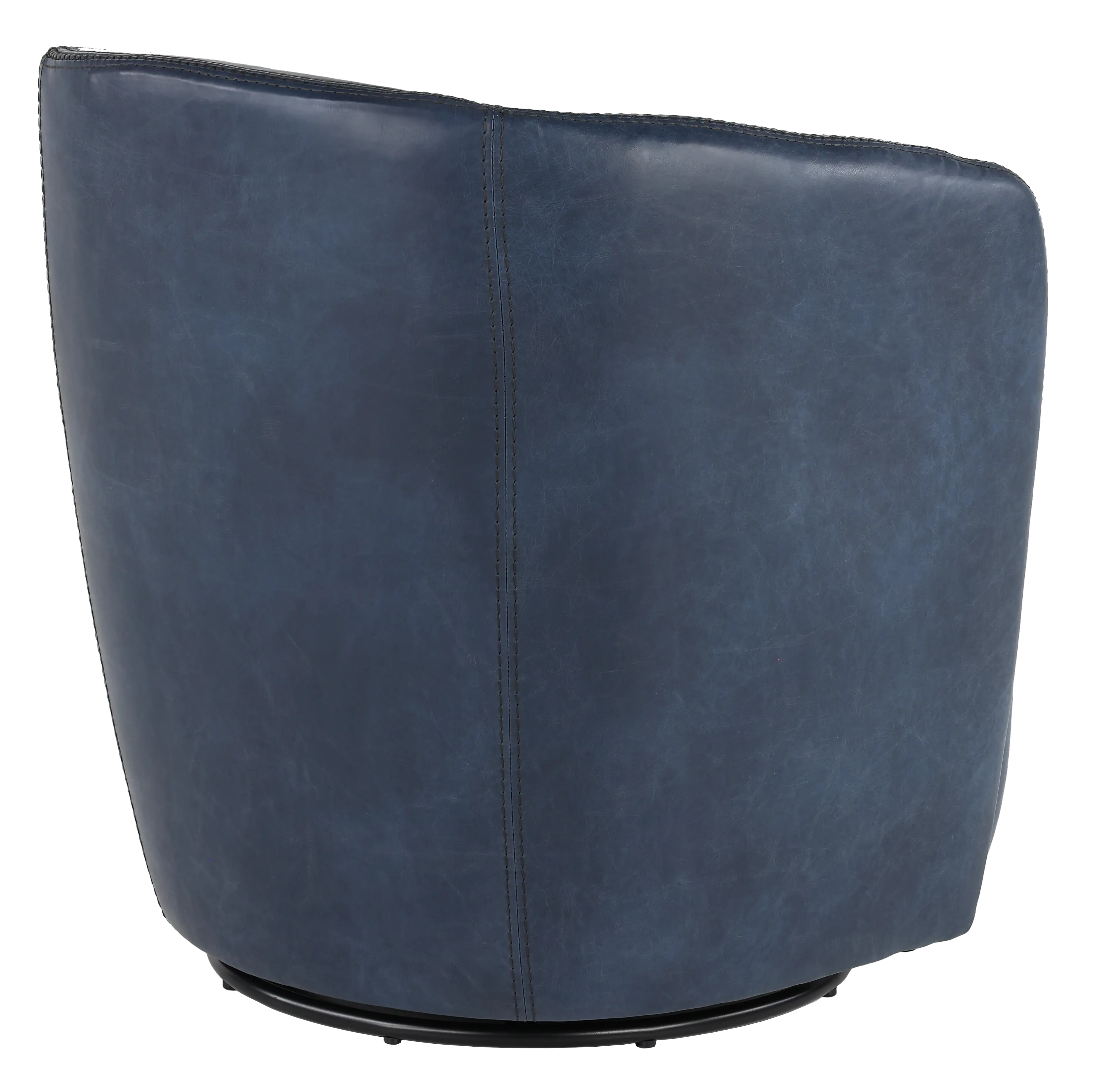 Barolo Navy Blue Leather Swivel Club Chair-6
