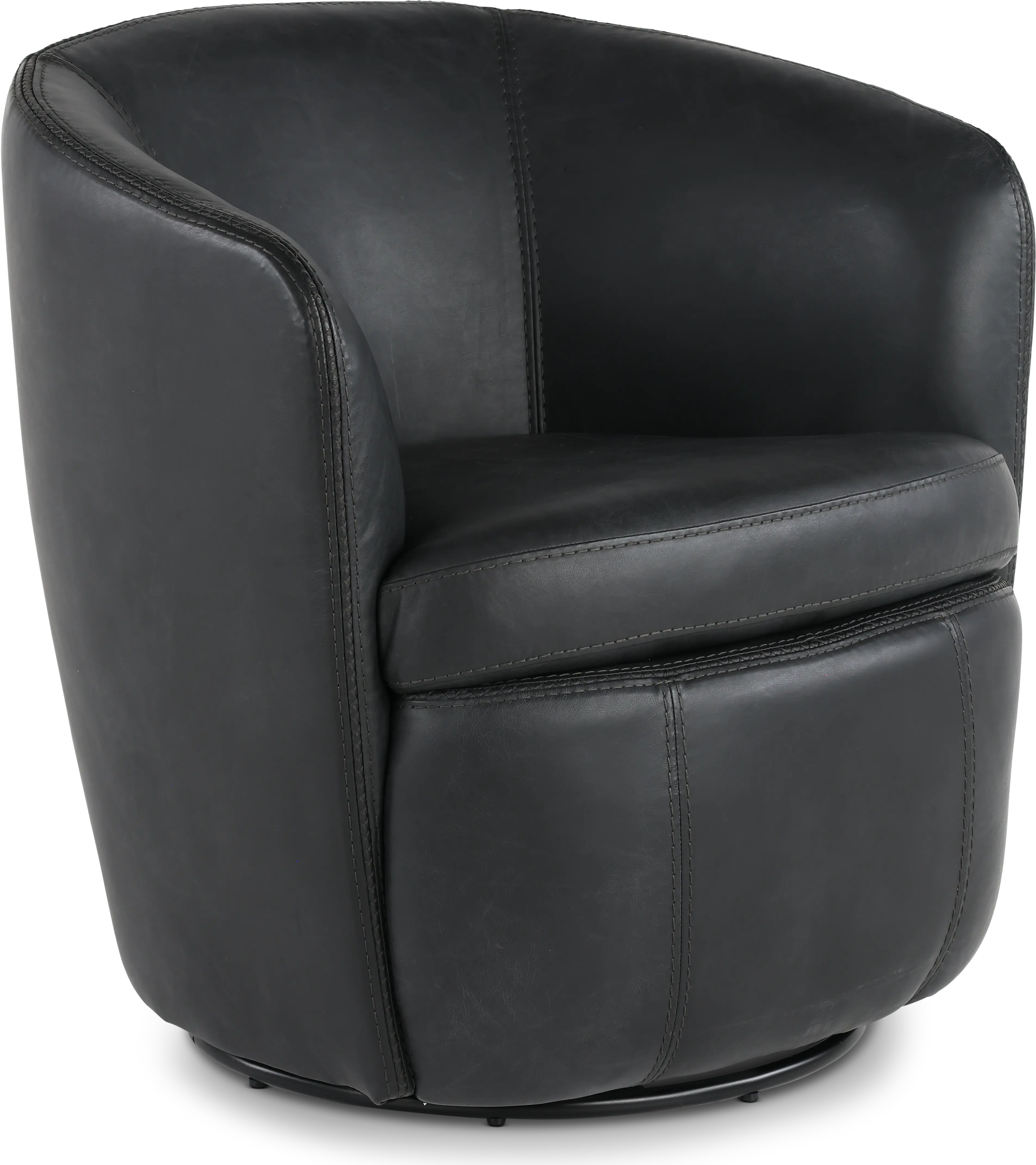 Barolo Slate Leather Swivel Club Chair-1