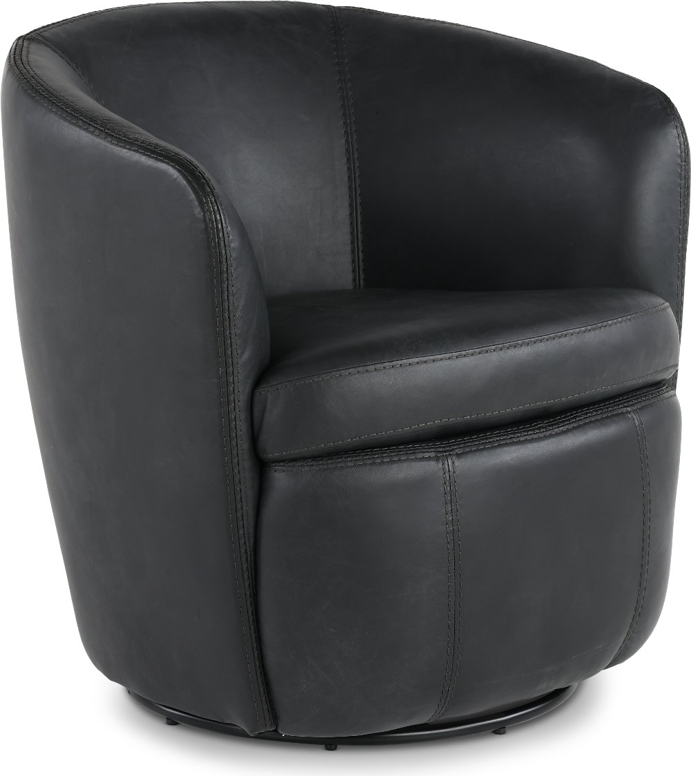Barolo Slate Leather Swivel Club Chair