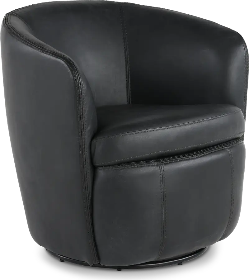Barolo Slate Leather Swivel Club Chair