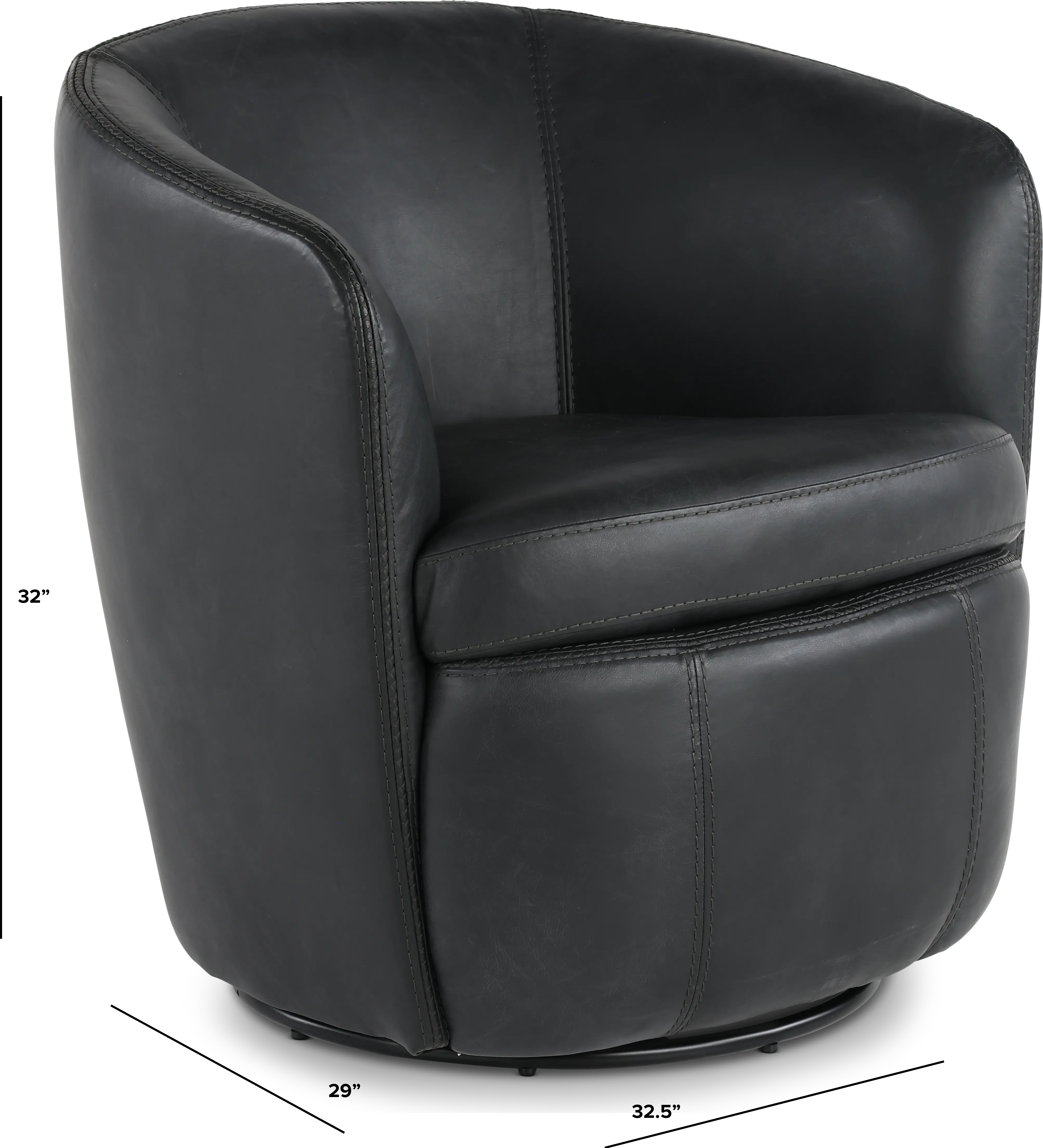 Barolo Slate Leather Swivel Club Chair-4