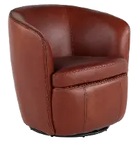 Barolo Whiskey Brown Leather Swivel Club Chair
