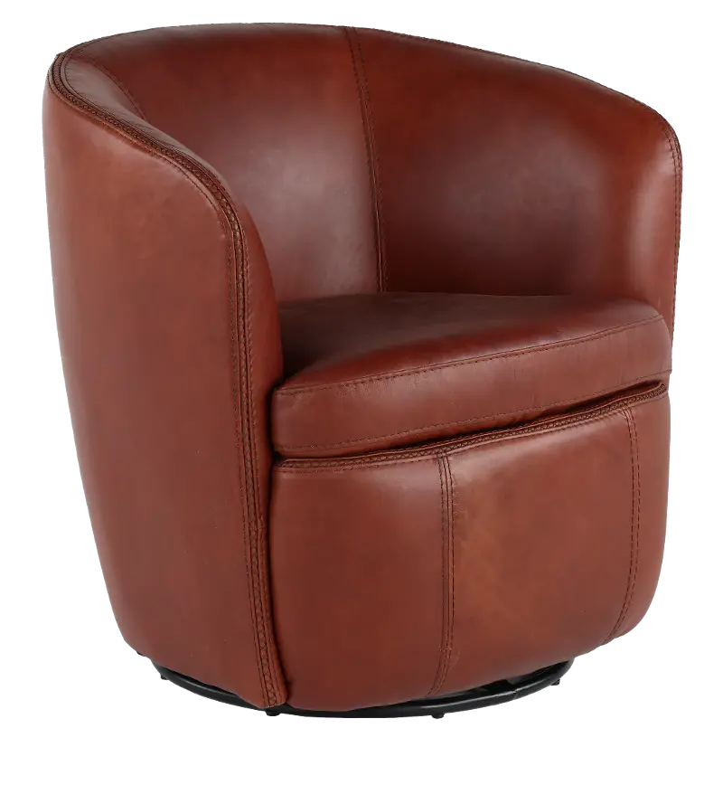 Barolo Whiskey Brown Leather Swivel Club Chair
