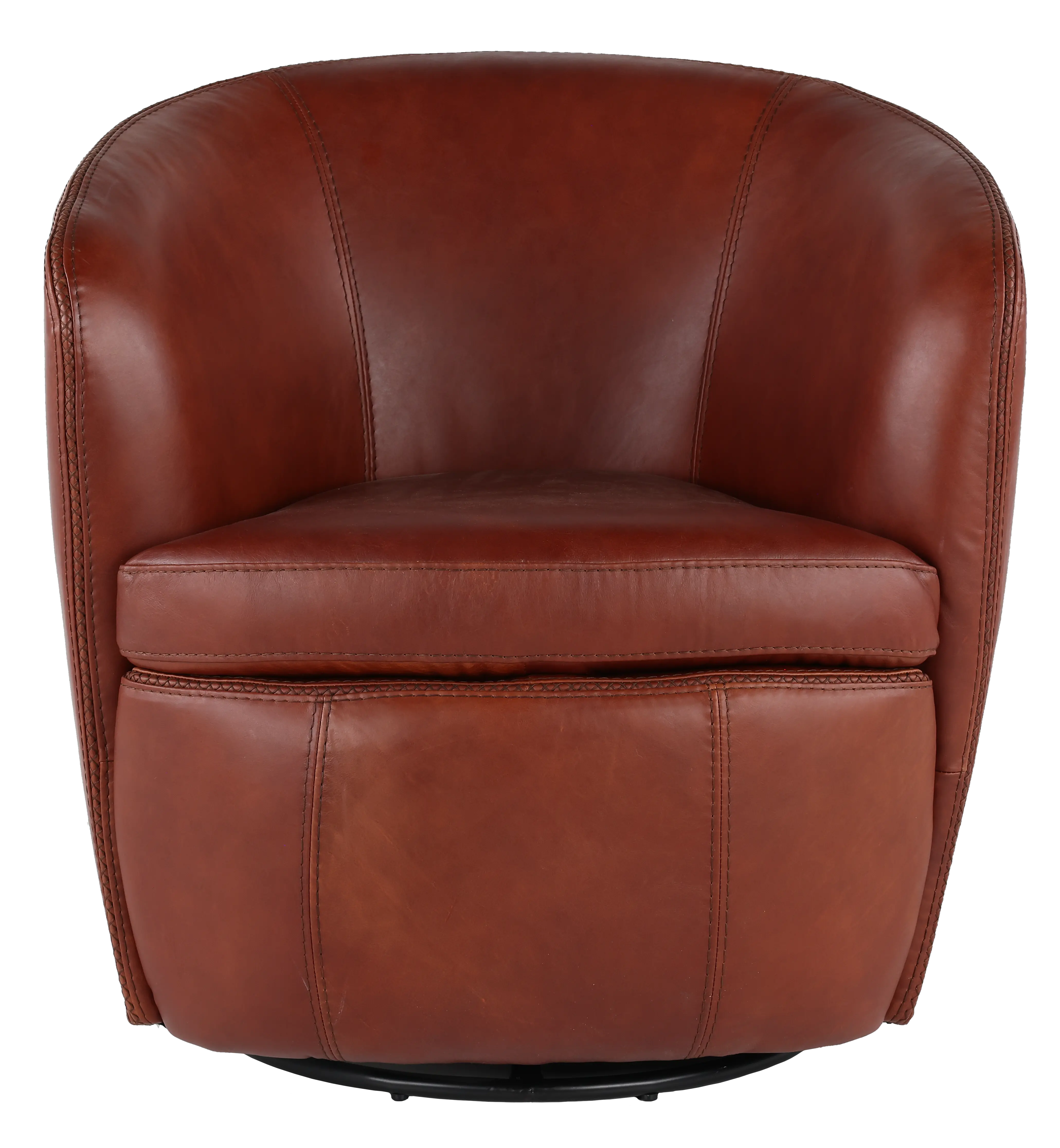 Barolo Whiskey Brown Leather Swivel Club Chair-4