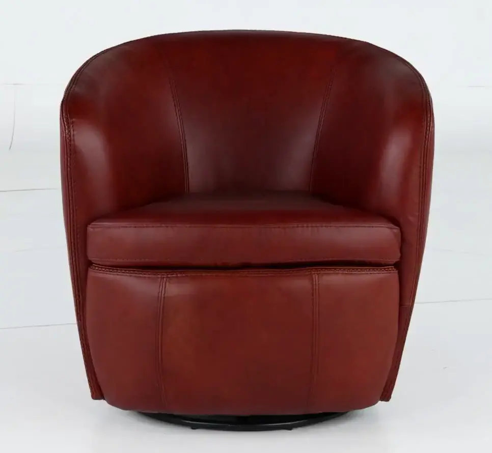 Barolo Whiskey Brown Leather Swivel Club Chair-5