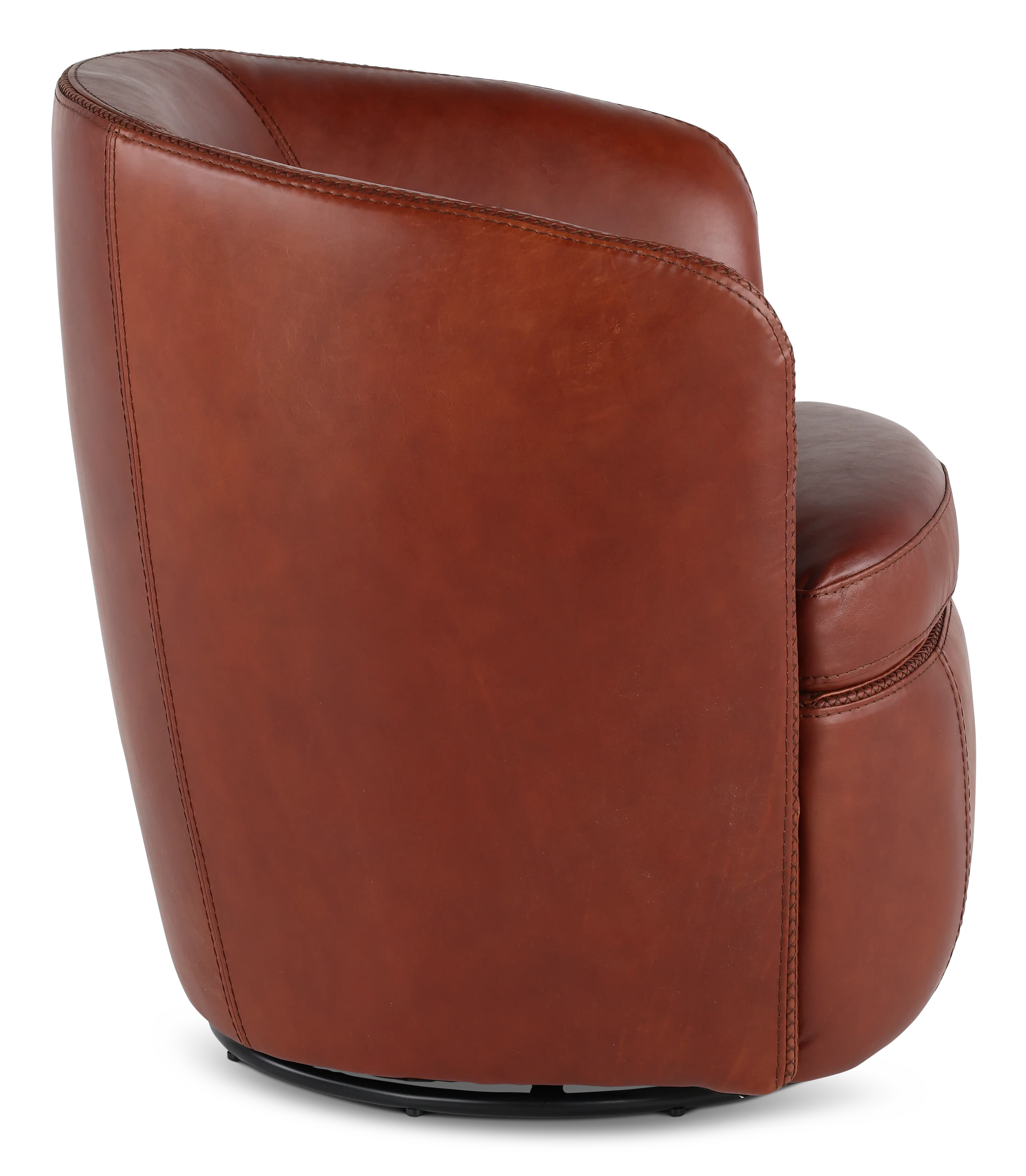 Barolo Whiskey Brown Leather Swivel Club Chair-6