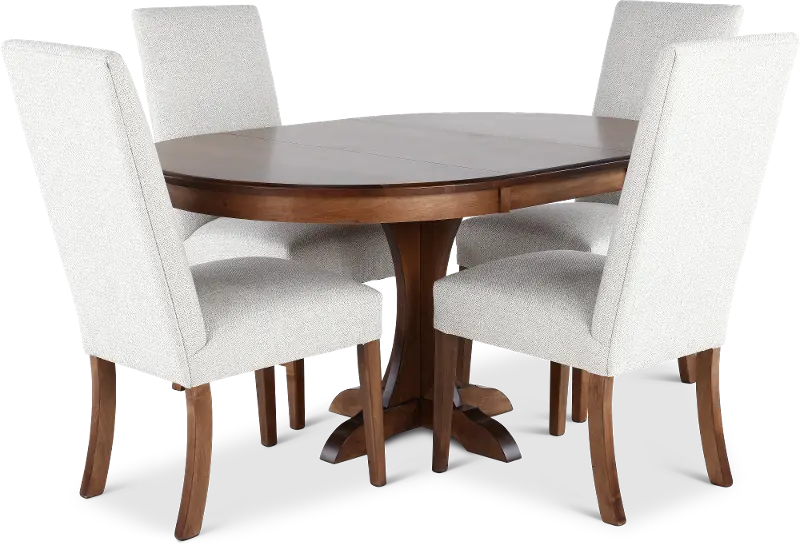 Mary Brown and Beige 5 Piece Dining Set