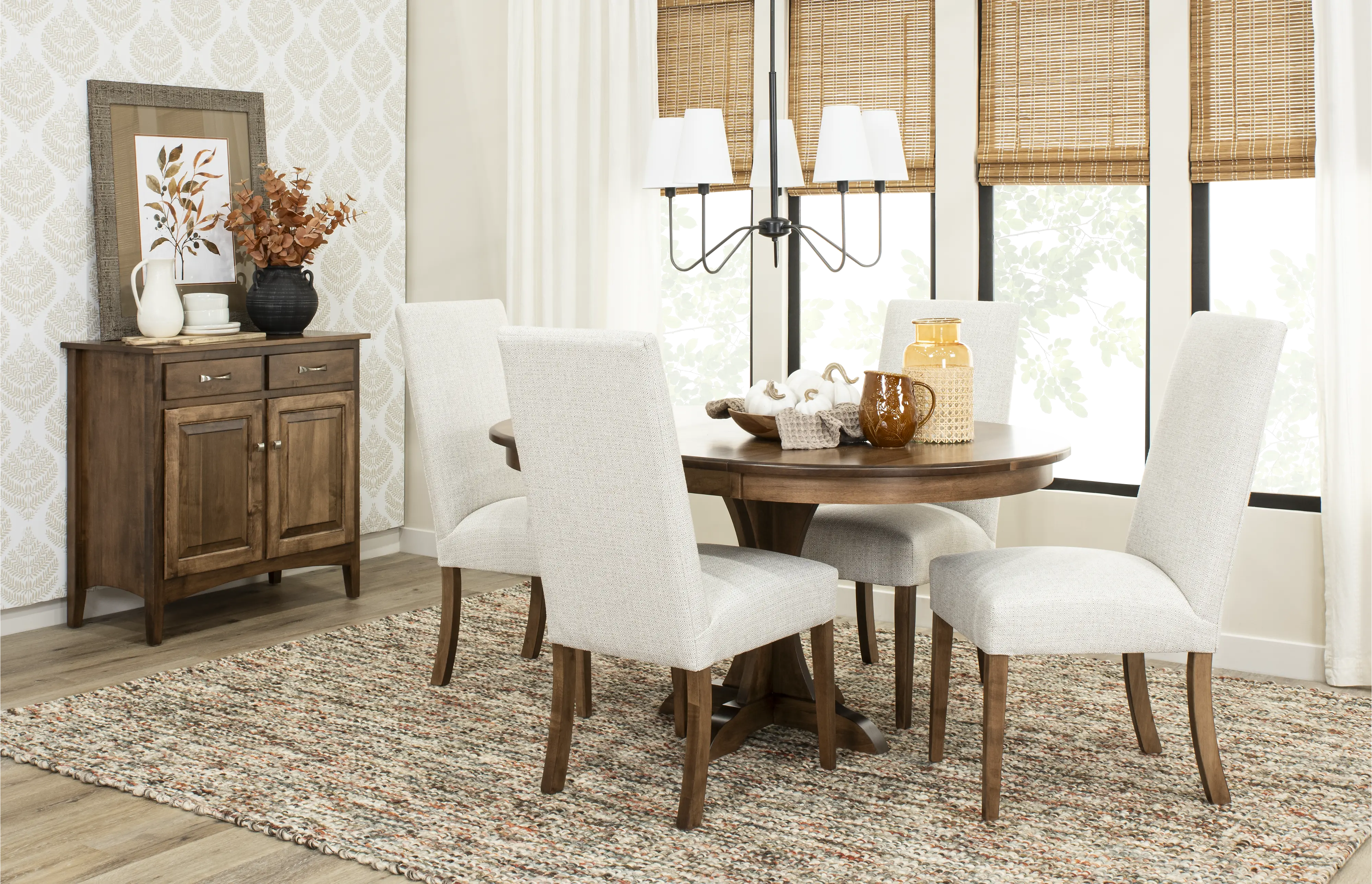 Mary Brown and Beige 5 Piece Dining Set-2