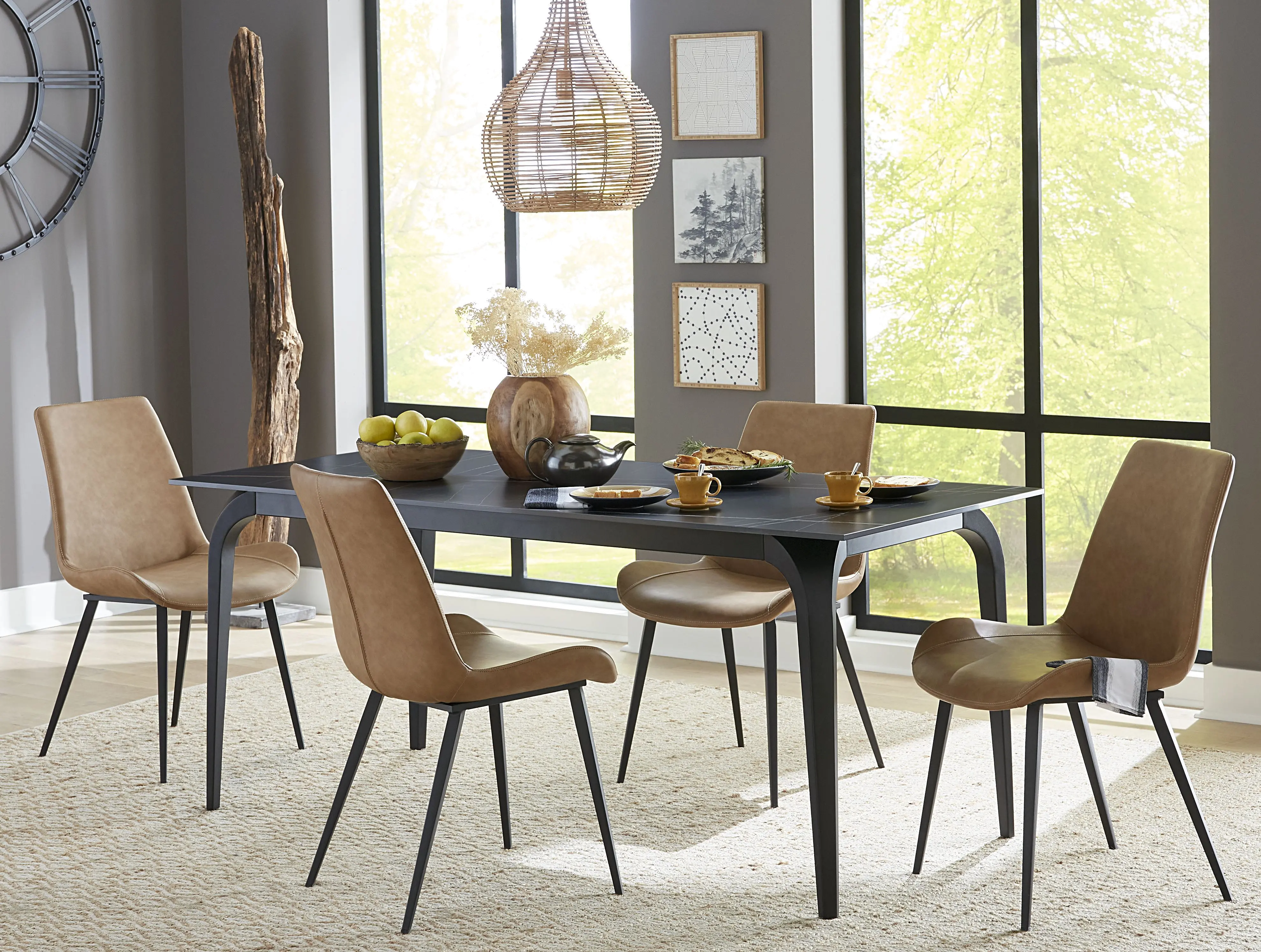 Nicoya Black Stone 5 Piece Dining Set-2