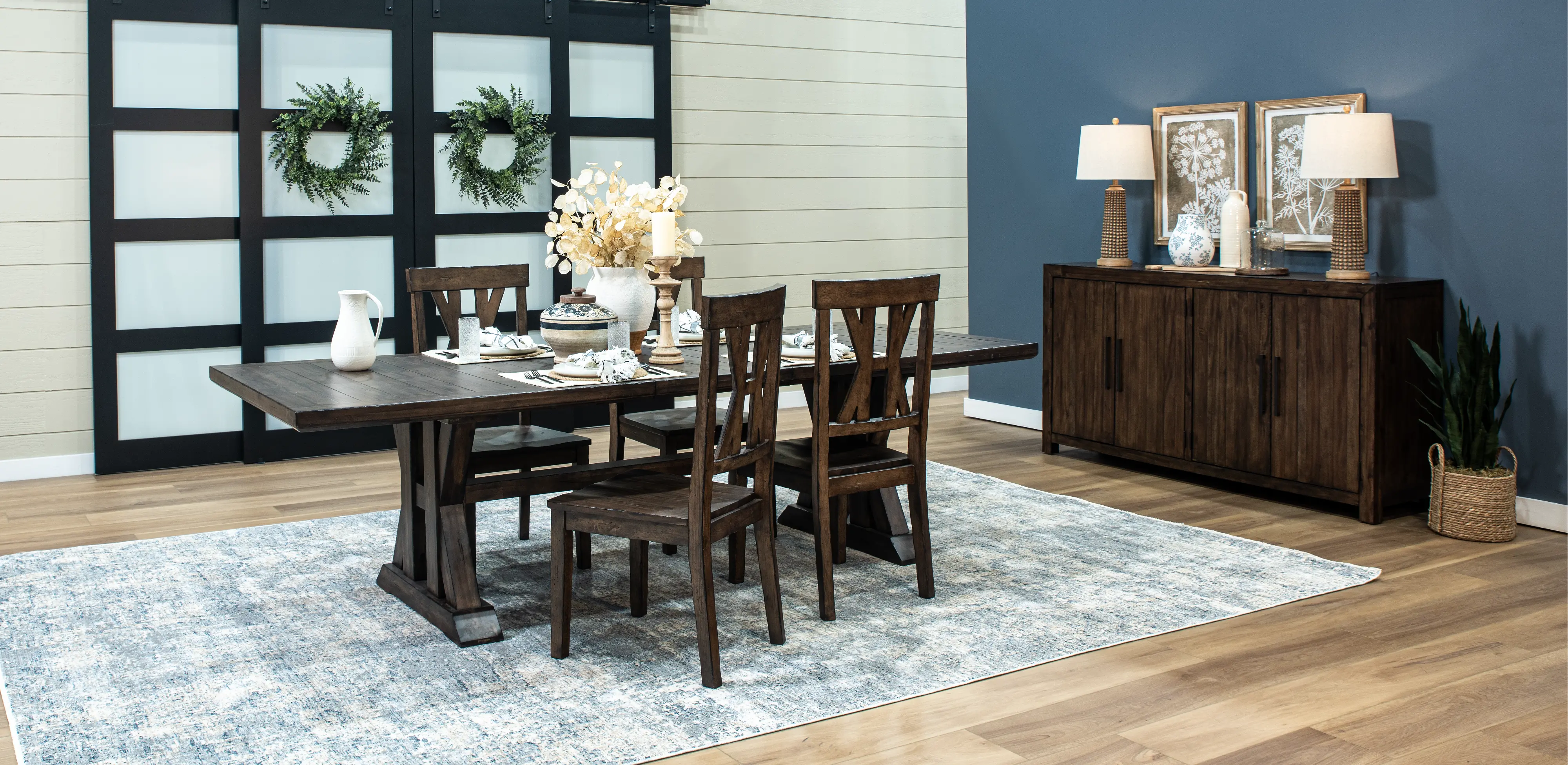 Villa Tobacco Brown 5 Piece Dining Set-2
