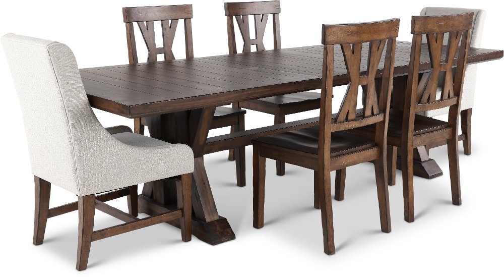 Villa Tobacco Brown 7 Piece Dining Set
