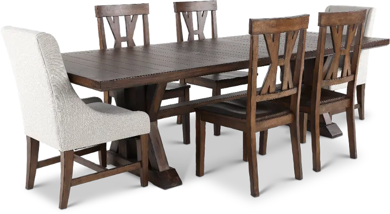Villa Tobacco Brown 7 Piece Dining Set