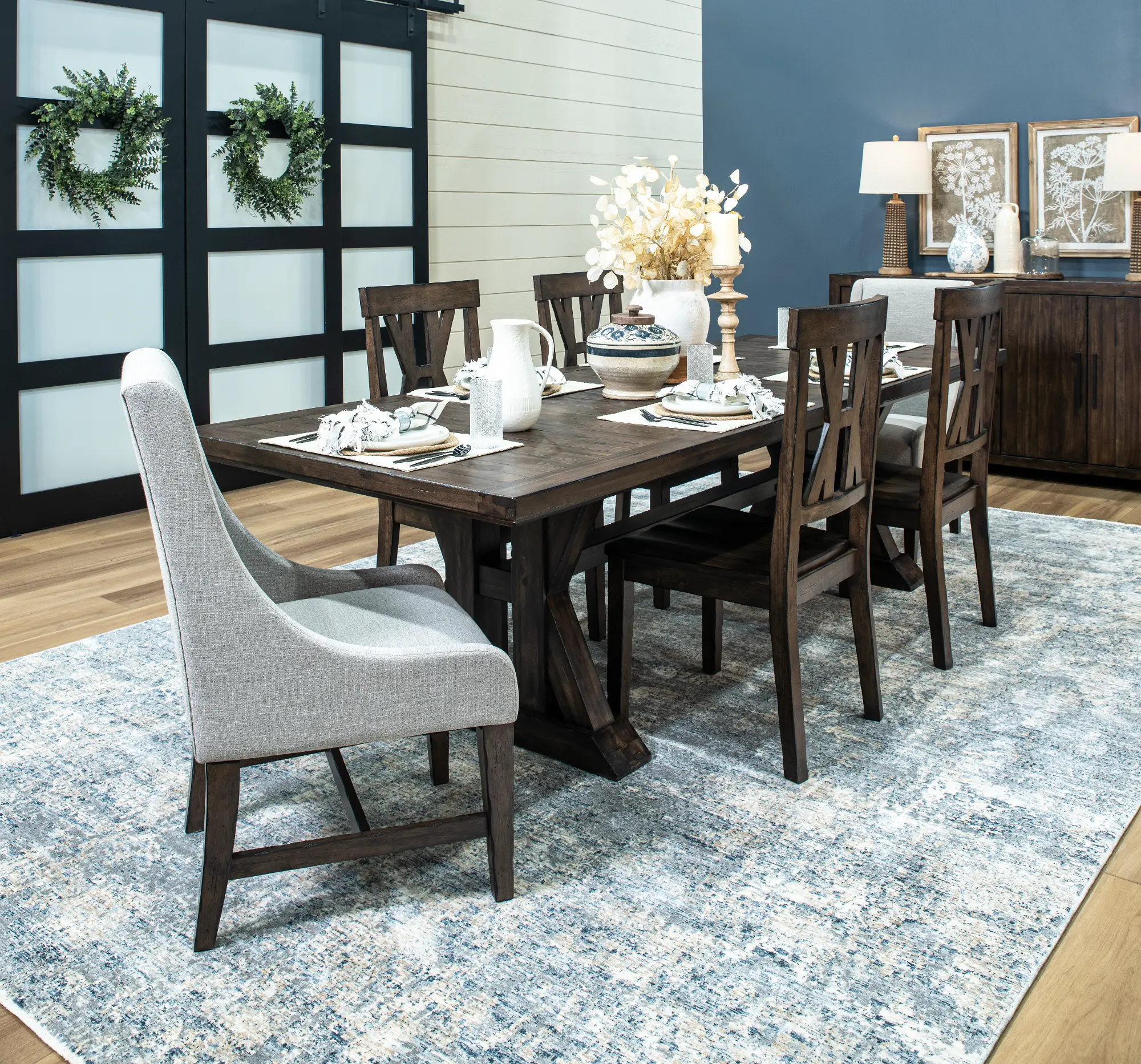 tobacco brown dining table Villa Tobacco Brown 7 Piece Dining Set