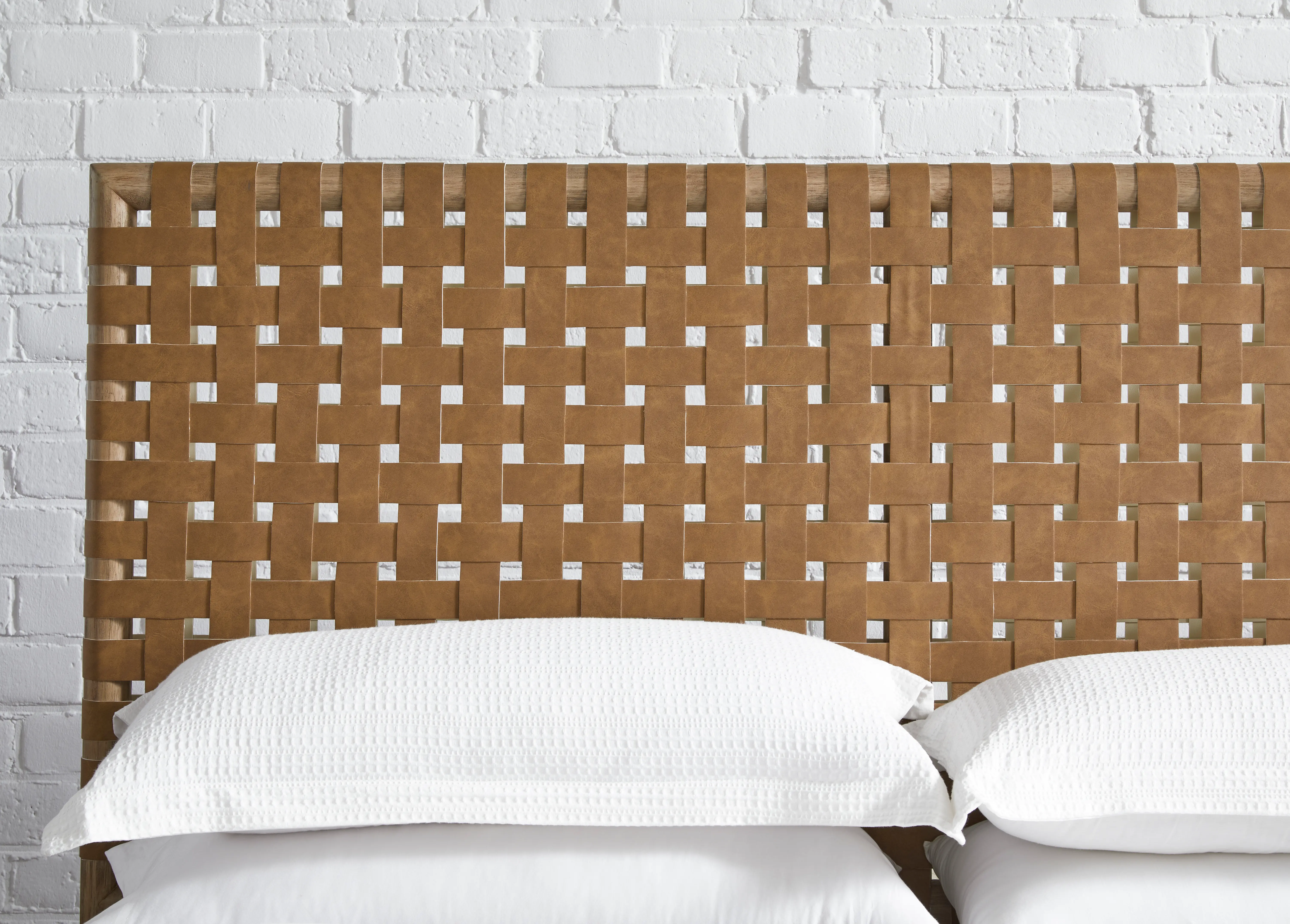 Dorsey Light Brown and Woven Queen Bed-9