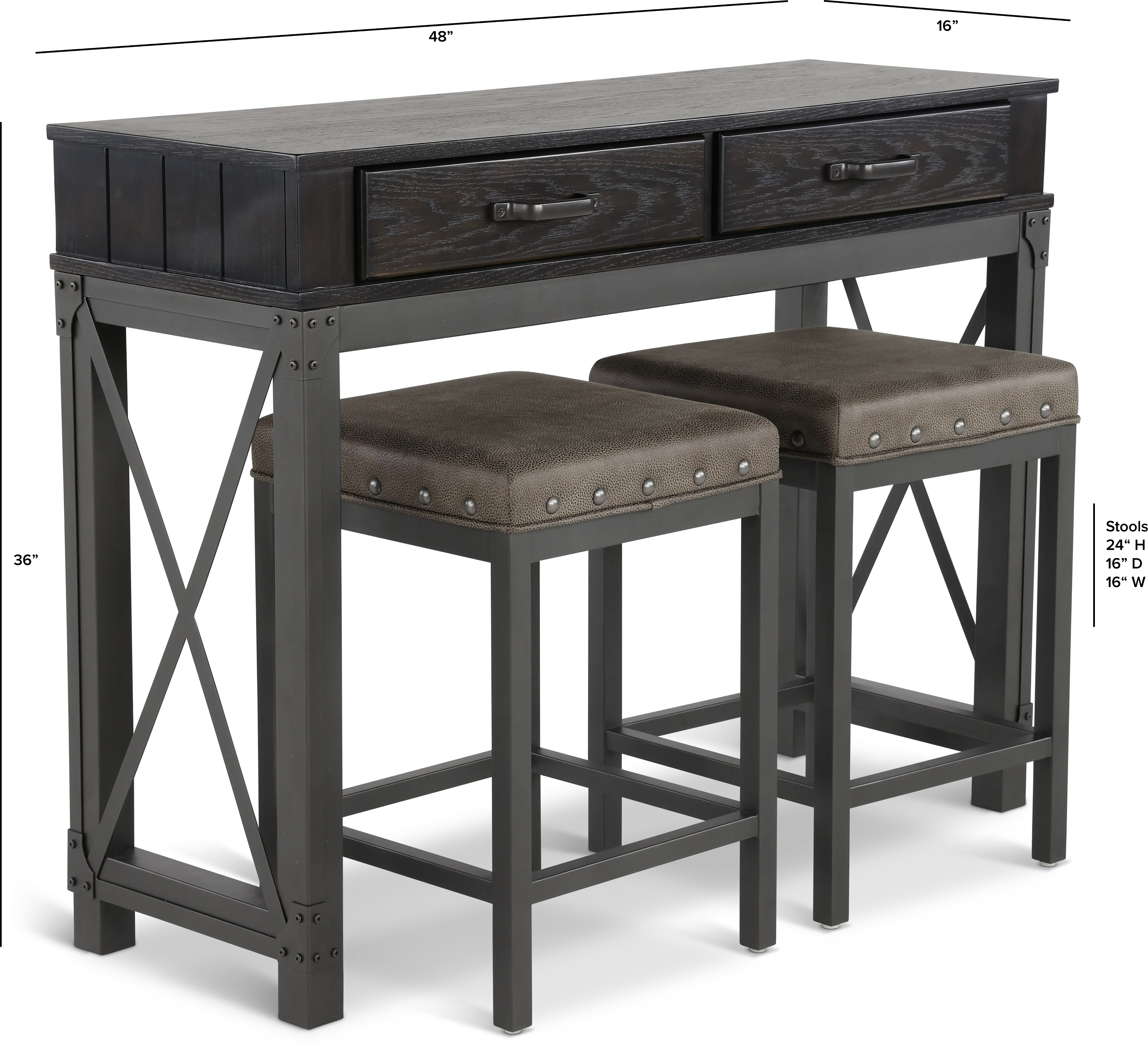 Manchester Black and Nickel 3 Piece Bistro Dining Set-3