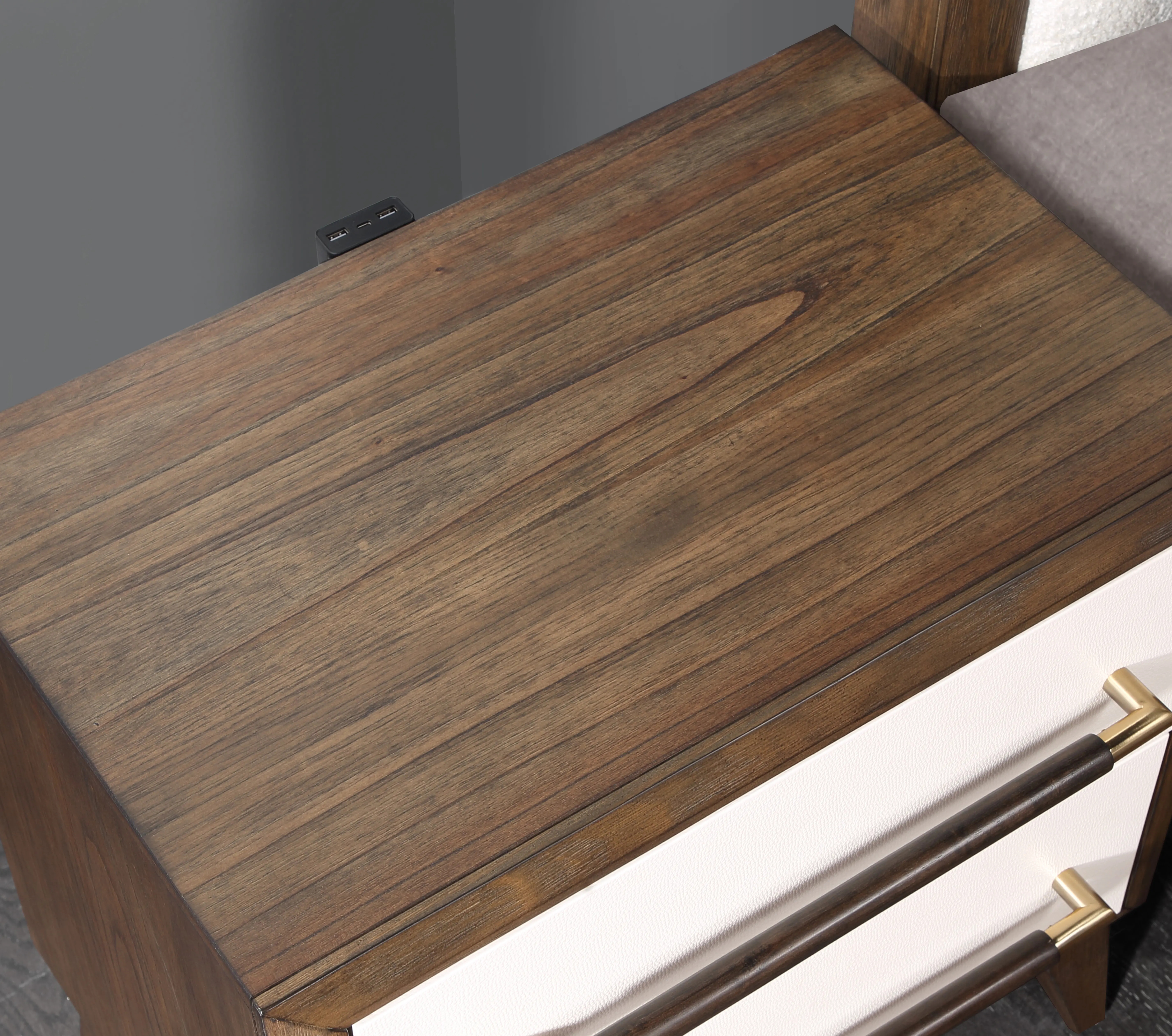 Sophia Walnut Brown and White Nightstand-4