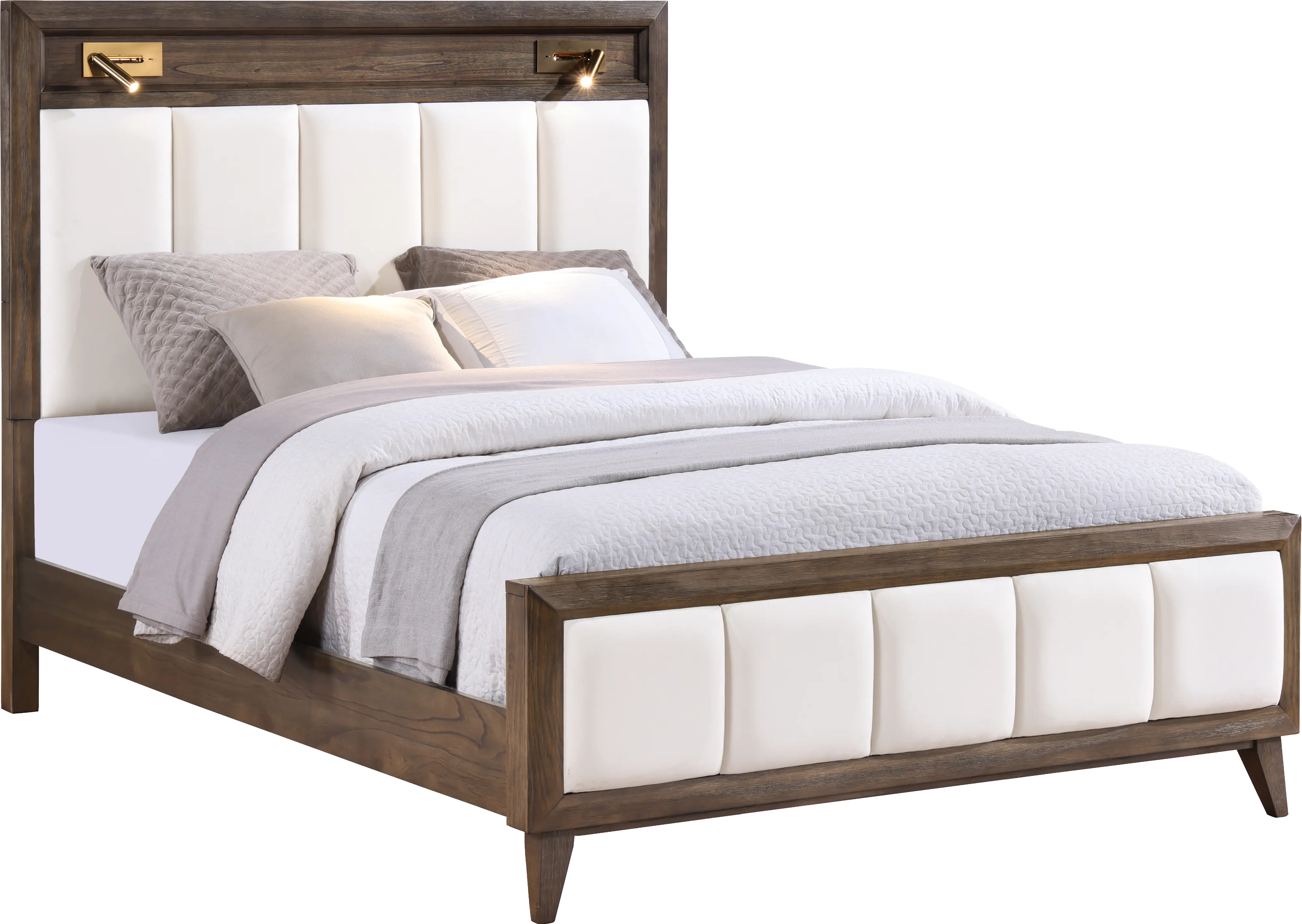 Sophia Walnut Brown and White Queen Bed-1