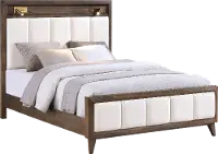 Sophia Walnut Brown and White Queen Bed