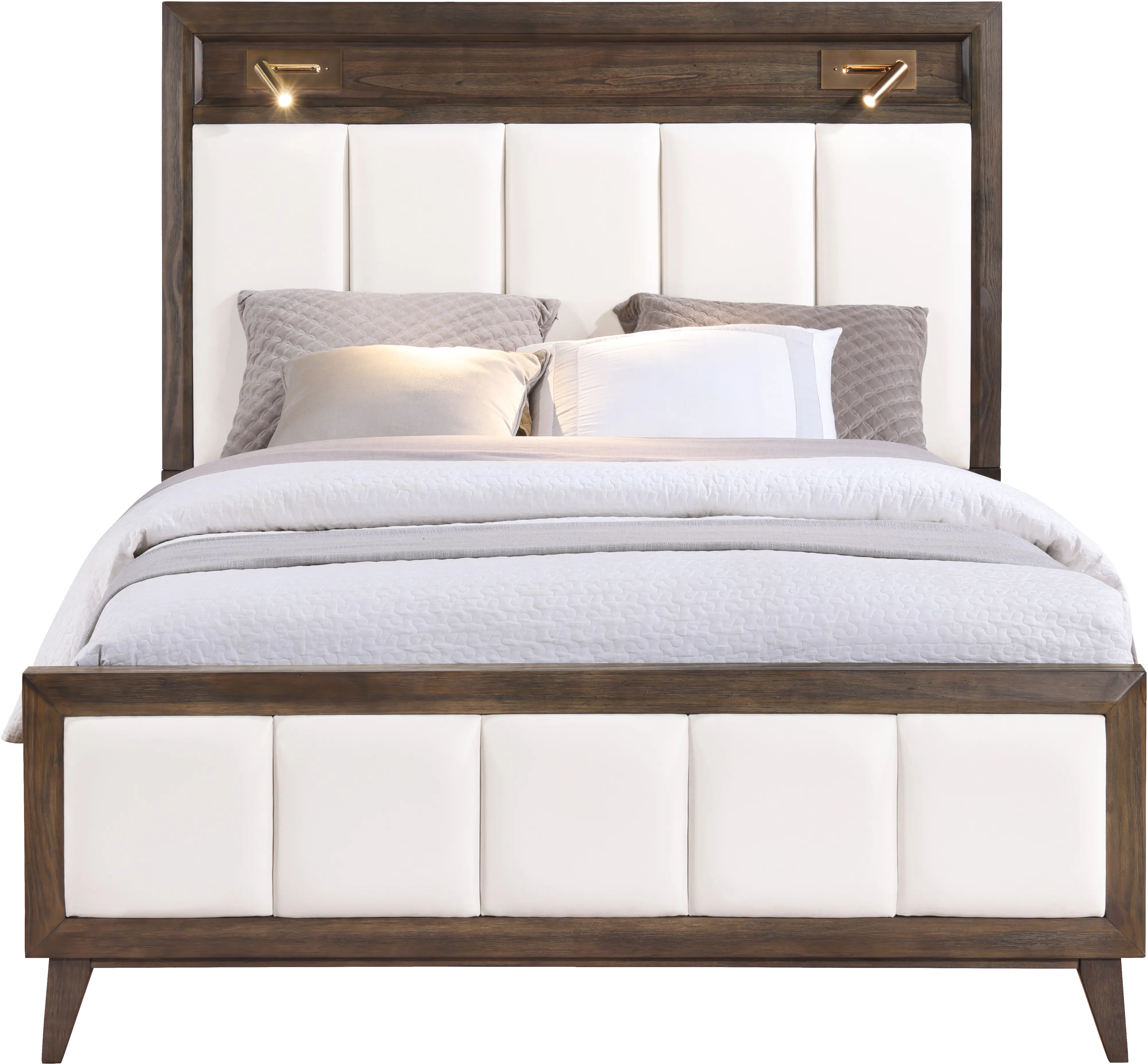 Sophia Walnut Brown and White Queen Bed-2