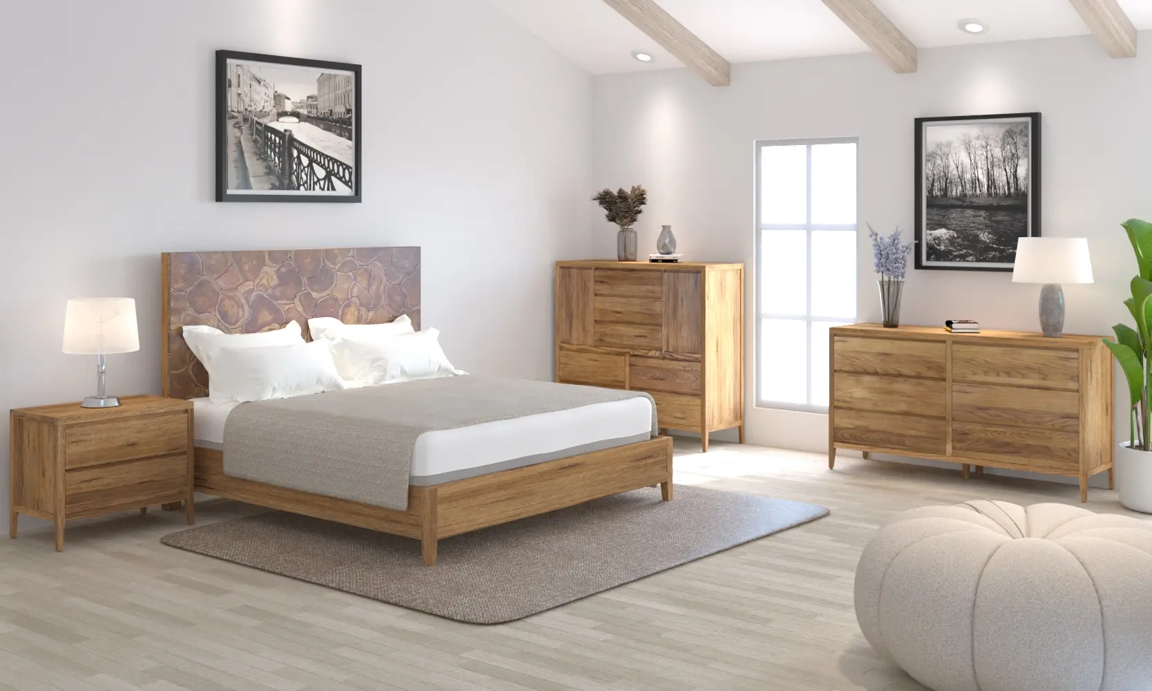 Mosaic Distressed Oak King Bed-2