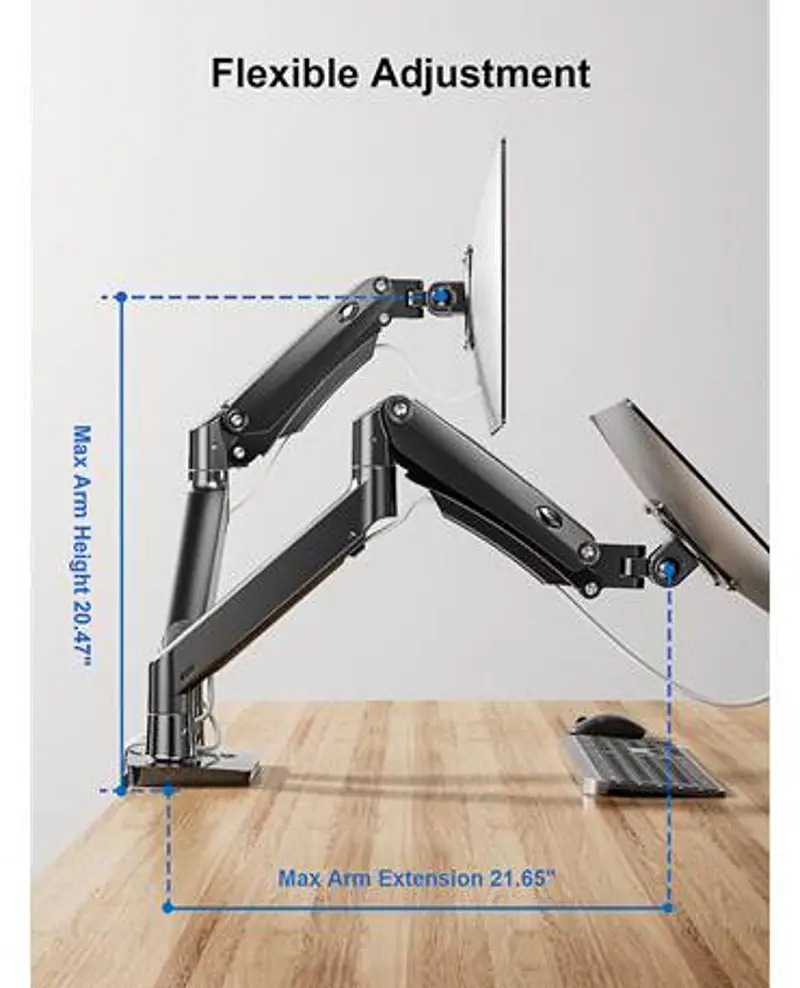 ErgoAV Gas Spring Dual Mounting Arms For Monitors 13
