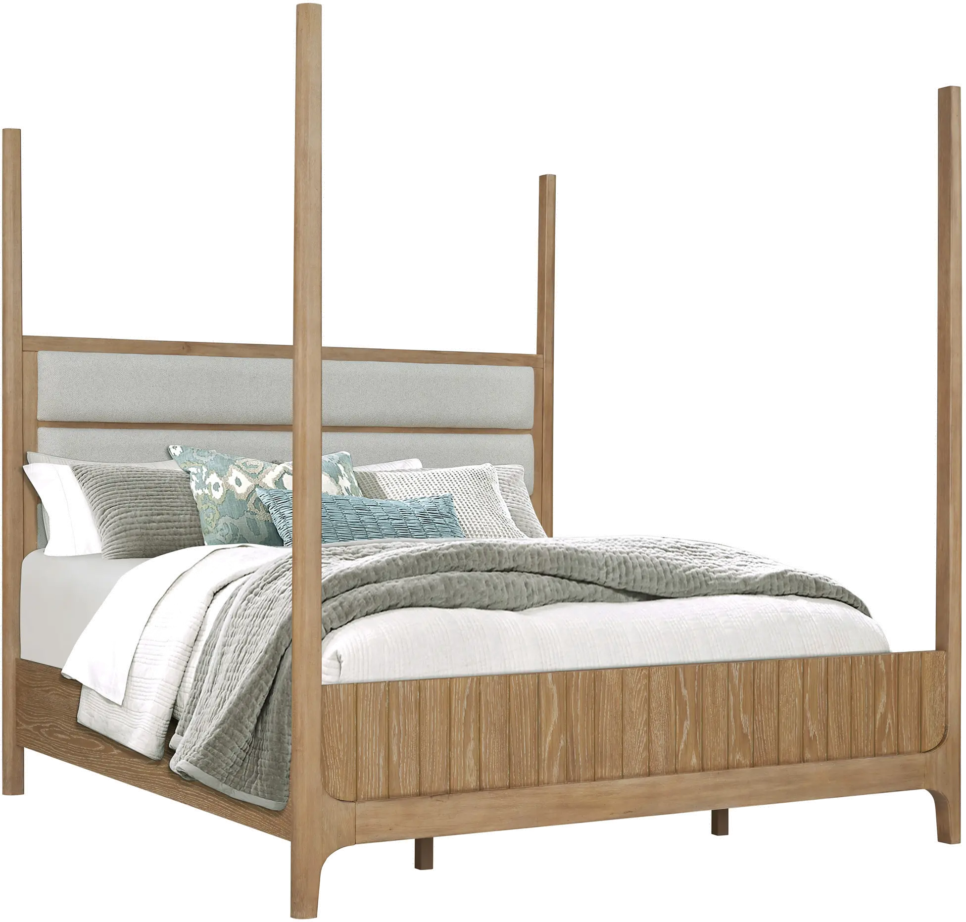 Escape Natural Oak Queen Poster Bed-1