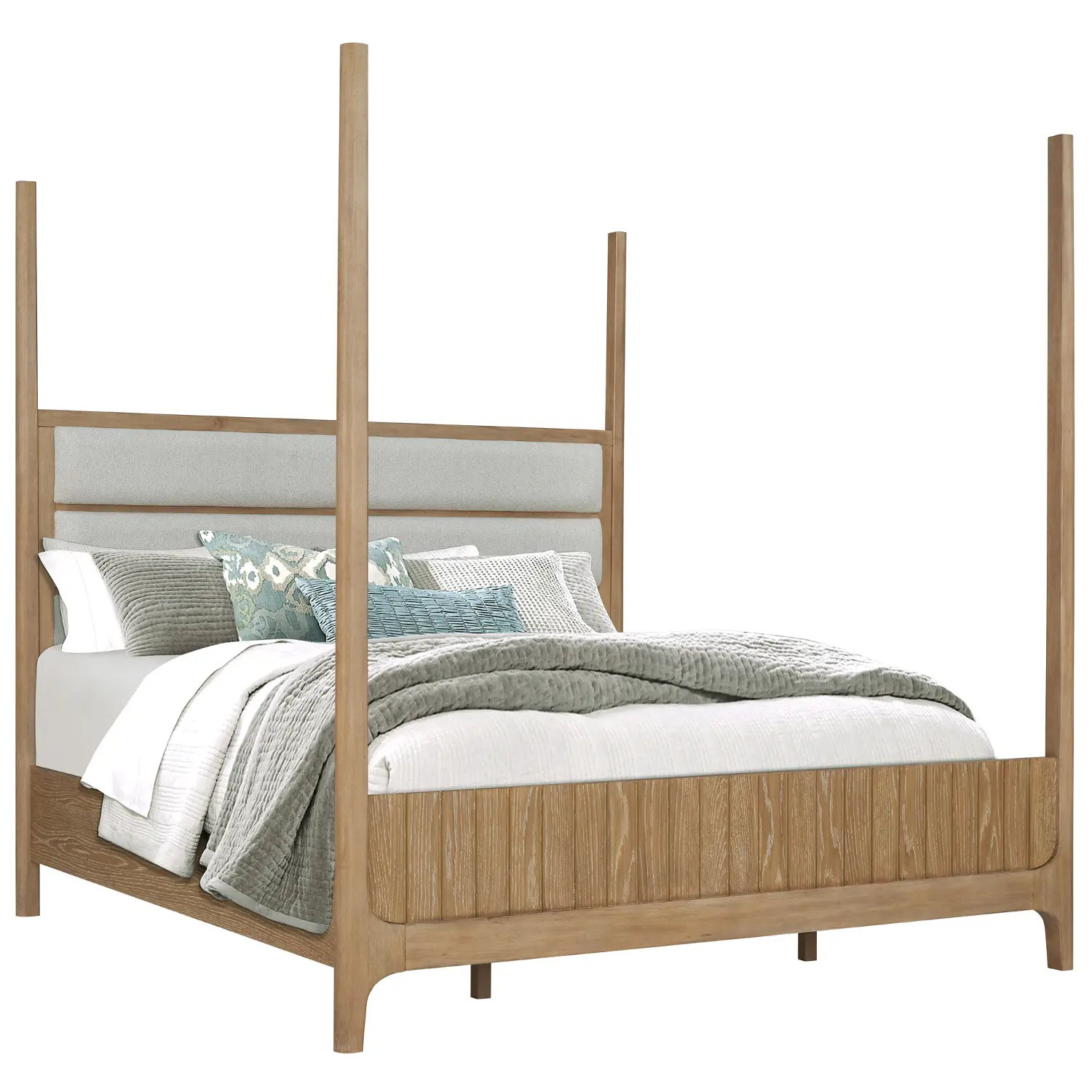 Escape Natural Oak Queen Poster Bed-1
