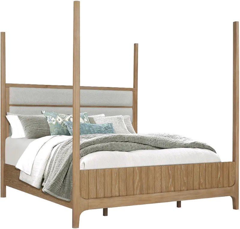 Escape Natural Oak Queen Poster Bed