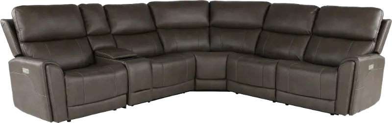 Damon Capriccio Smoke 6-Piece Power Reclining Sectional with Wireless Charging