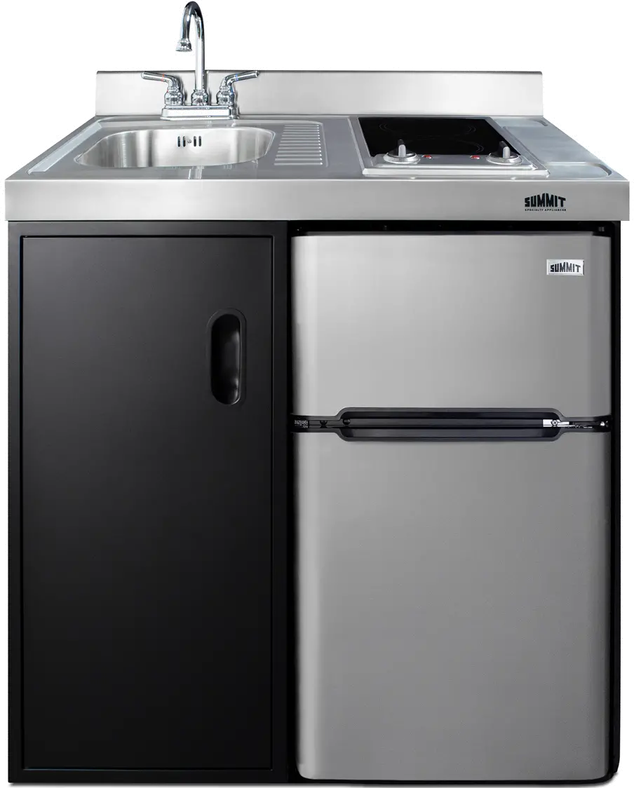 Summit 36  Wide All-In-One Kitchenette - Black & Stainless Steel-1
