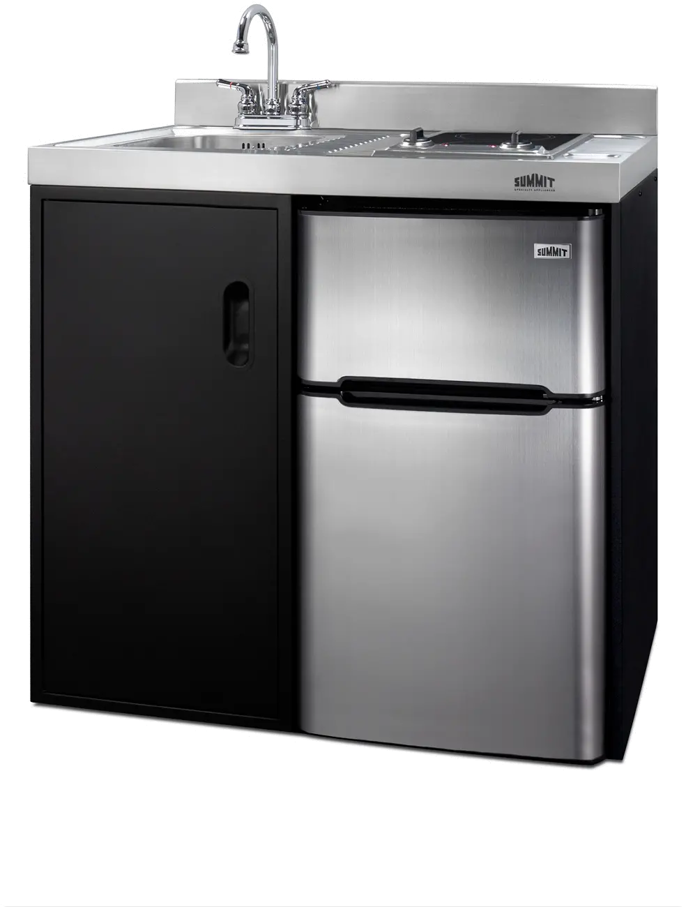 Summit 36  Wide All-In-One Kitchenette - Black & Stainless Steel-5